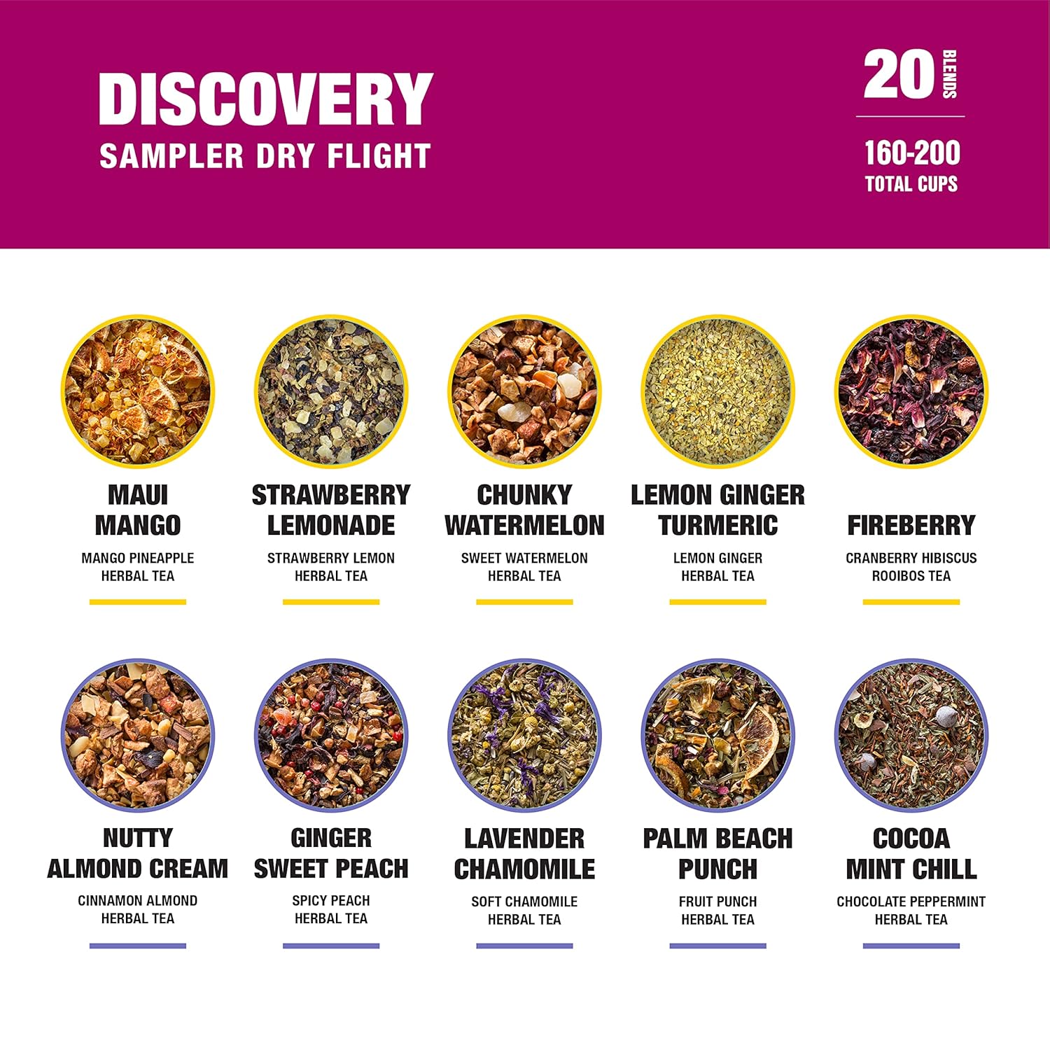 Alternative view of Tiesta Tea - Discovery Sampler Dry Flight Set, Loose Leaf, High to No Caffeine, Hot & Iced Up to 200 Cups, Tea Variety Pack with Green, Herbal, Black & Chai Brew, 20 Resealable Sample Pouches