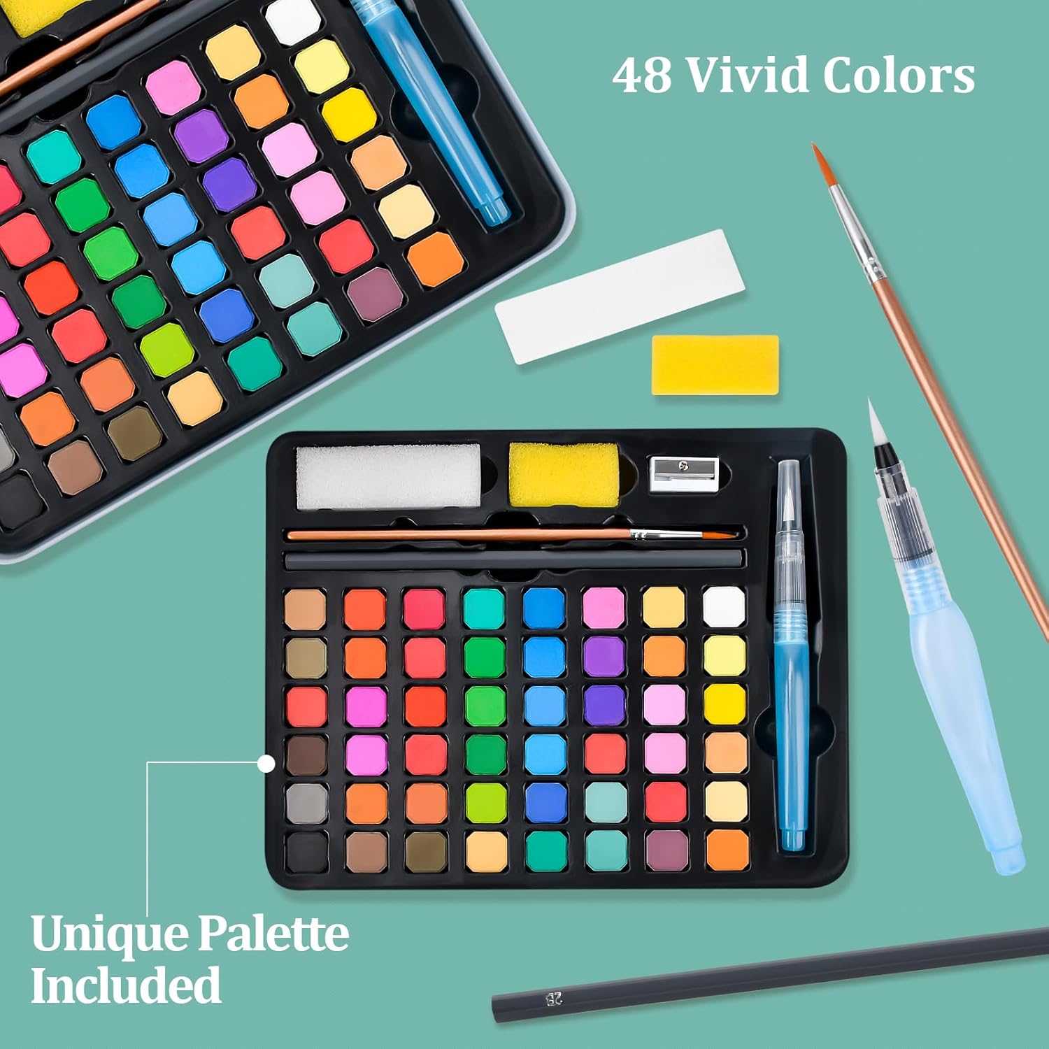 Valentines Day Gifts for Kids Watercolor Paint - Water Color Paint Adult Sets for Kids Boys Girls Teens Water Colors Paint Palette Stocking Stuffers Christmas Arts and Crafts Art Supplies Travel Mini Watercolor Set - Image 4