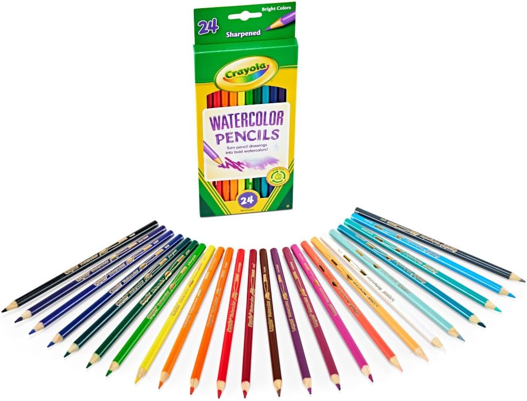 Crayola Watercolor Colored Pencils (24ct), Watercolor Paint Alternative, Watercolor Pencil Set for Kids, Art Supplies, Gift for Kids, 3+
