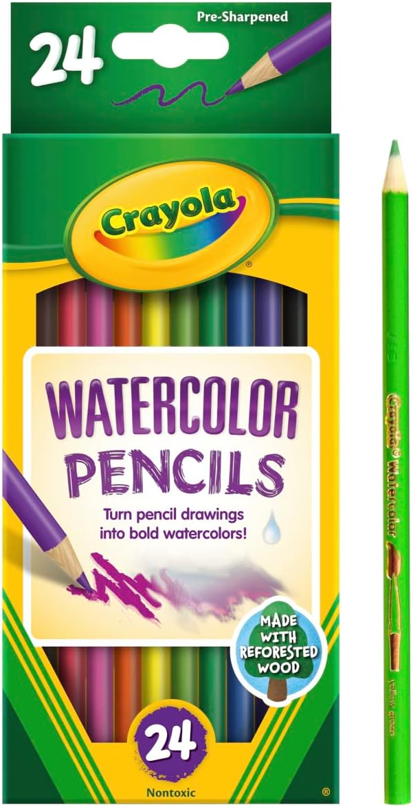 Alternative view of Crayola Watercolor Colored Pencils (24ct), Watercolor Paint Alternative, Watercolor Pencil Set for Kids, Art Supplies, Gift for Kids, 3+