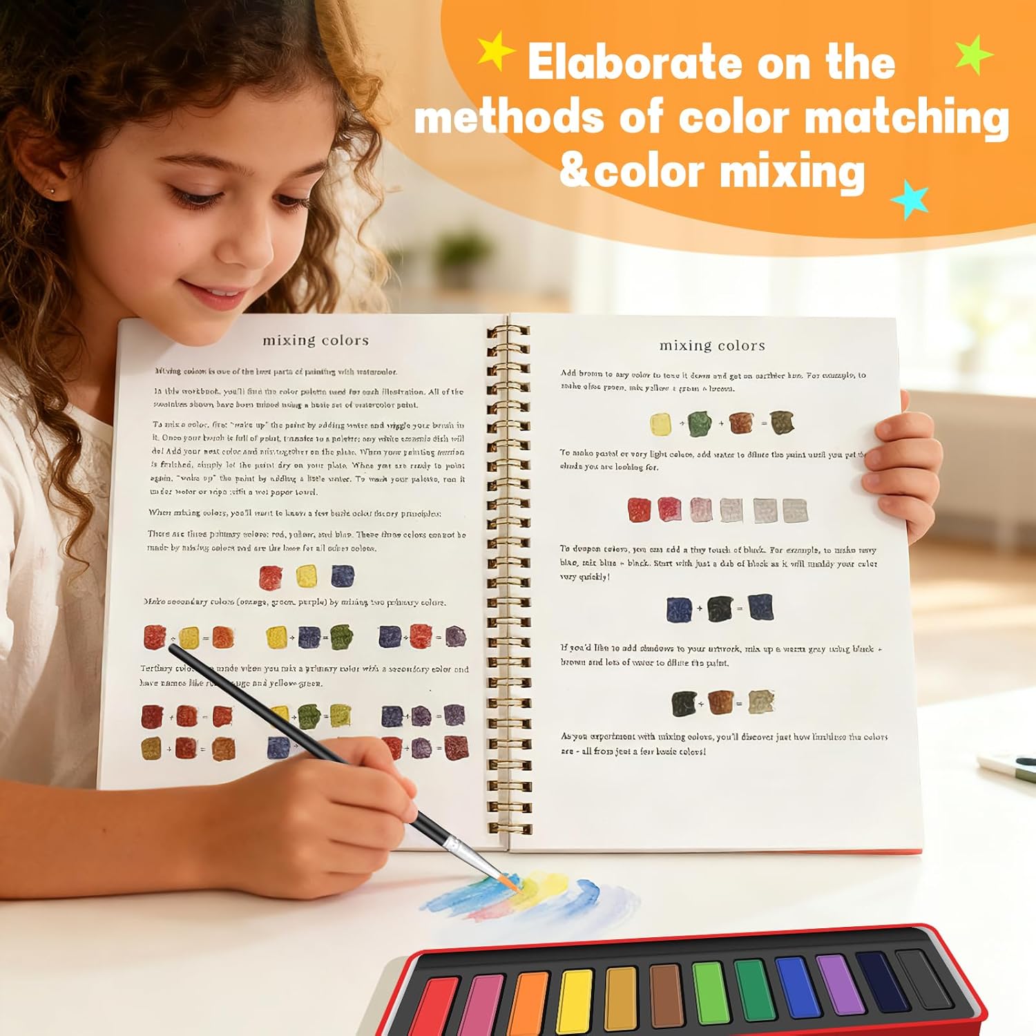 TLM Beginner Watercolor Painting Kit, Multi Theme with 12-Color Palette & 1 Brushes, Premium Bleed-Resistant Paper Art Set, Easy-to-Learn Painting Kit for Creative Exploration & Gifting