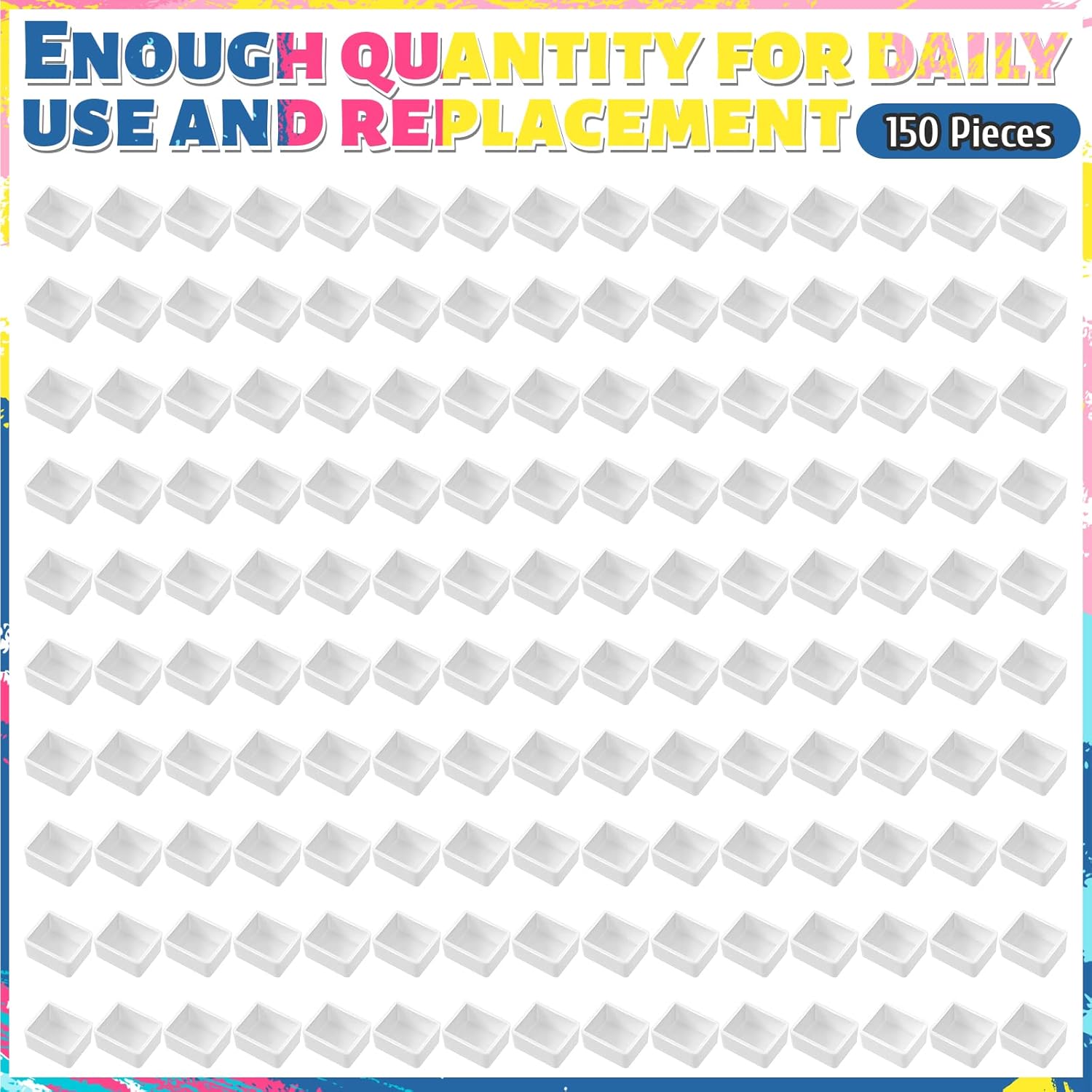 Queekay 150 Pcs Half Pans Watercolor Empty with 150 Pcs Magnetic Stripe White Plastic Paint Containers Artist Half Pans Watercolor Tin Fit for Oils or Acrylics Travel Art Drawing