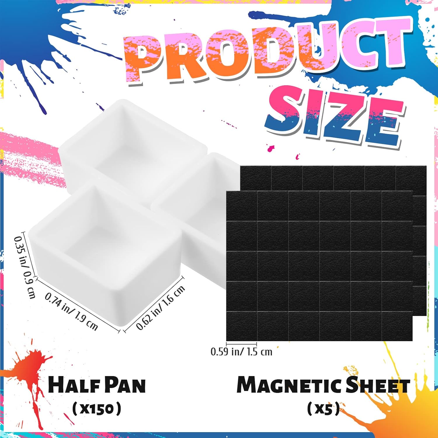 Alternative view of Queekay 150 Pcs Half Pans Watercolor Empty with 150 Pcs Magnetic Stripe White Plastic Paint Containers Artist Half Pans Watercolor Tin Fit for Oils or Acrylics Travel Art Drawing