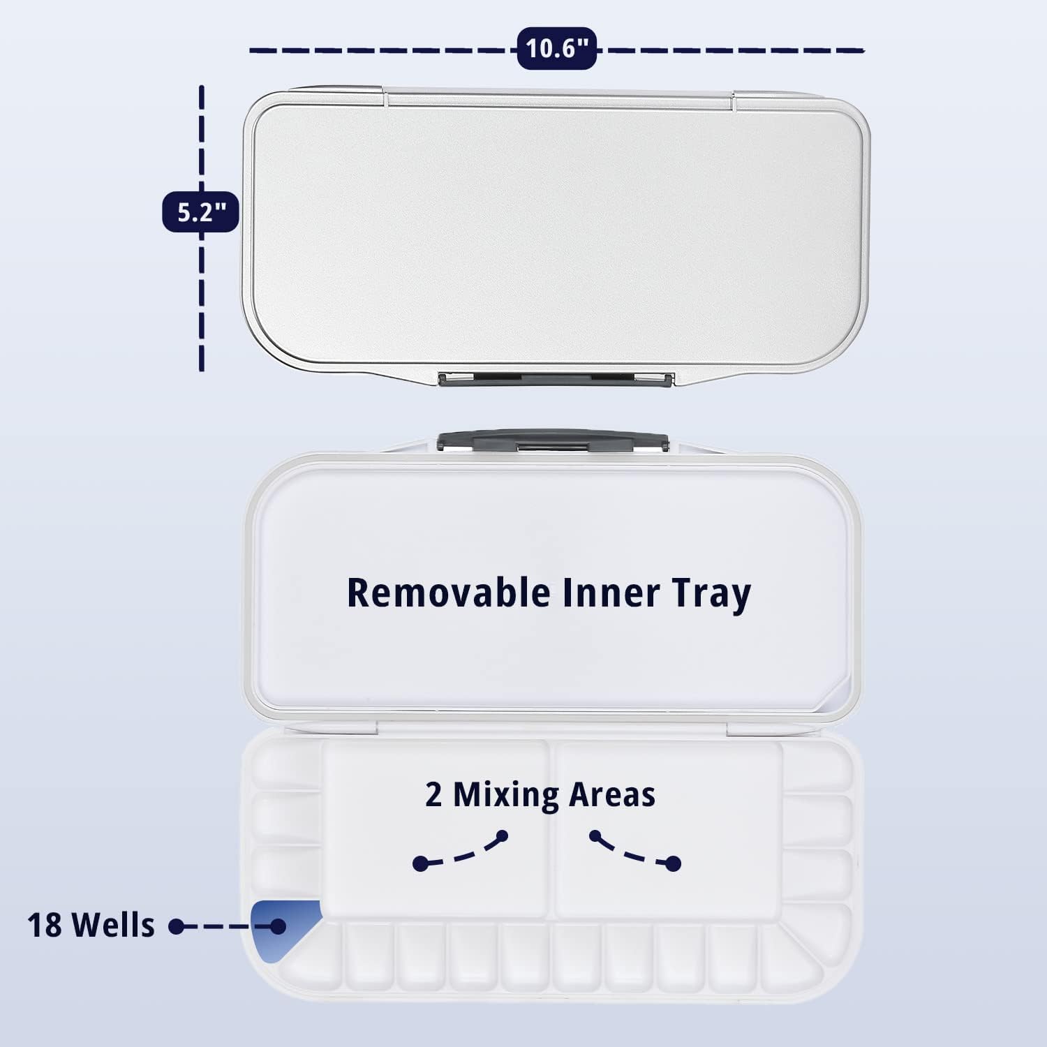 Alternative view of Mr. Pen Airtight 18-Well Watercolor Palette with 2 Mixing Areas and Lid - Folding Paint Tray