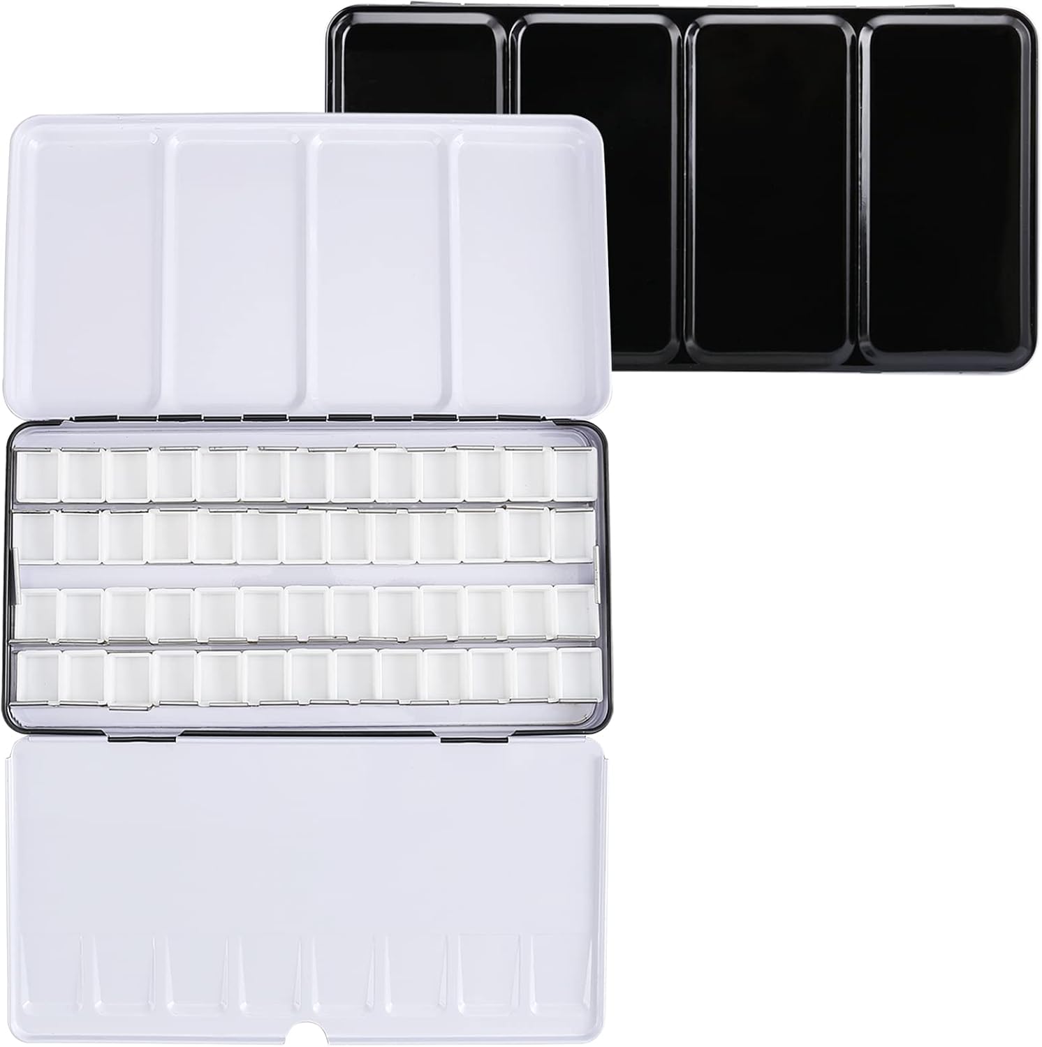 Alternative view of LOONENG Empty Watercolor Palette, Metal Watercolor Tin with Fold-Out Palette, Large Watercolor Tray Palette with 52 Empty Watercolor Half Pans for Plein Air Painting, Acrylic and Oil Painting