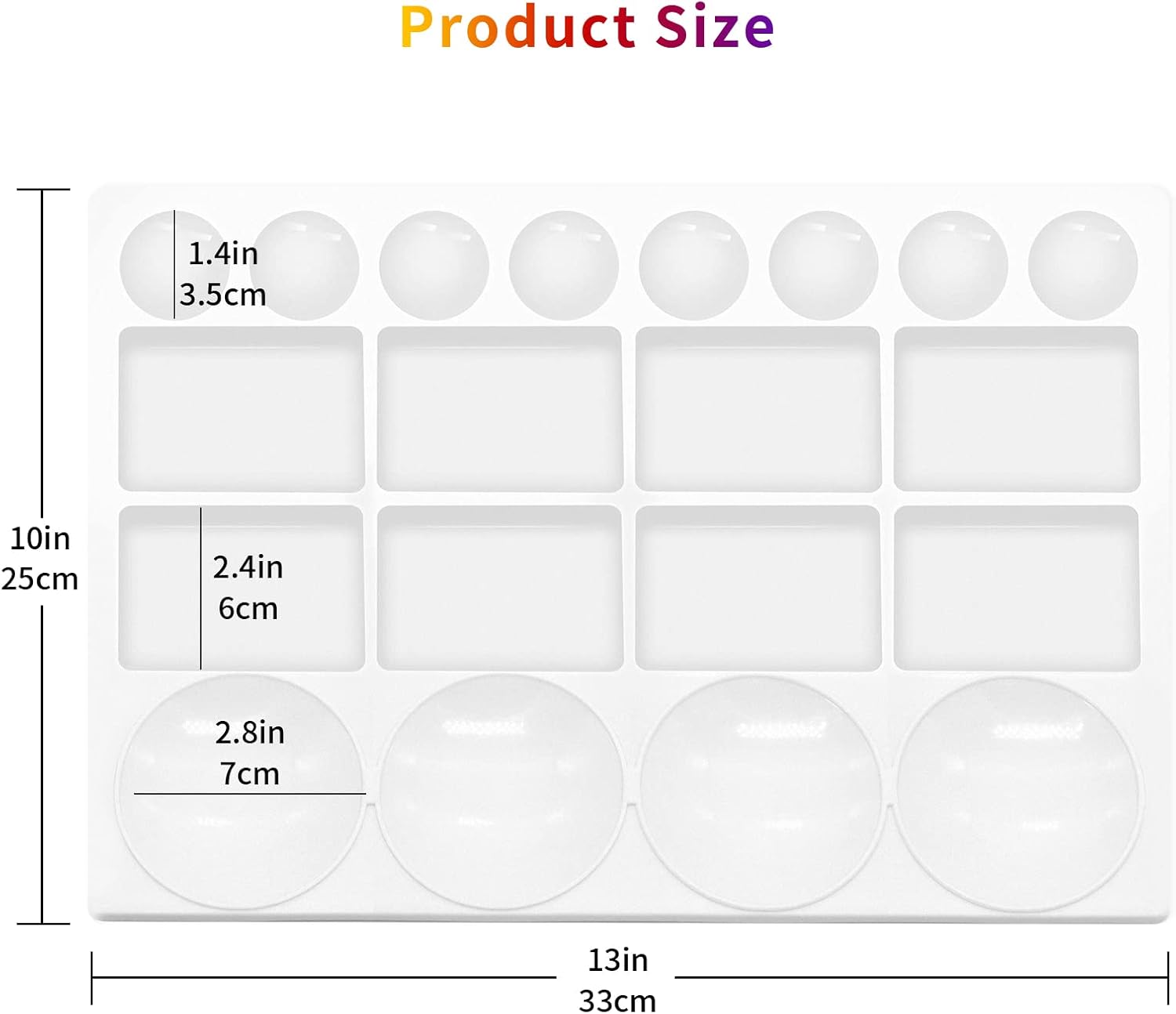 Alternative view of 20 Well Watercolor Paint Tray Palette Pallet Acrylic Painting Mixing Plastic Artist Large Square Palette, 13 x 10 Inches, White, 1PCS