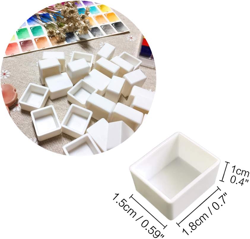 Alternative view of Watercolor Half Pans with Magnetic Stripe - 48Pcs White Plastic Empty Artist Paint Pan Kits for DIY Watercolor Oils or Acrylics Painting Travel Tin Case Palette Art Drawing