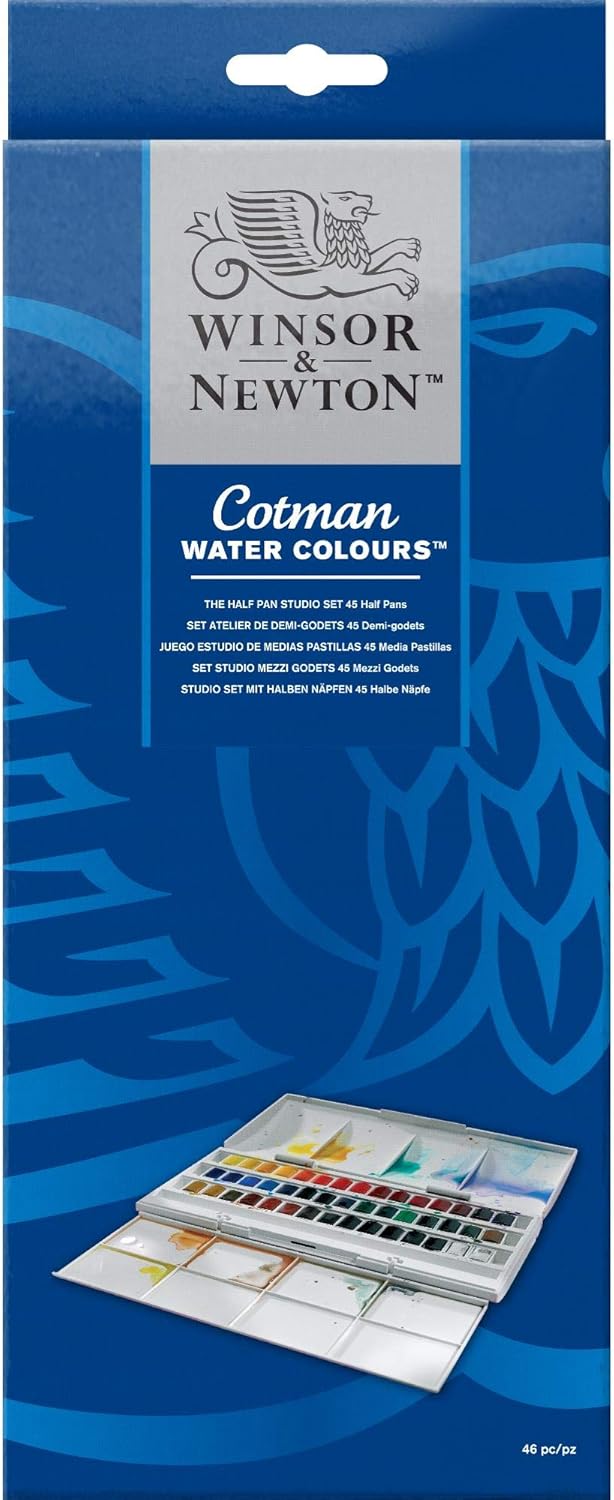 Alternative view of Winsor & Newton Cotman Watercolor Paint Set, Studio Set, 45 Half Pan w/ Brush