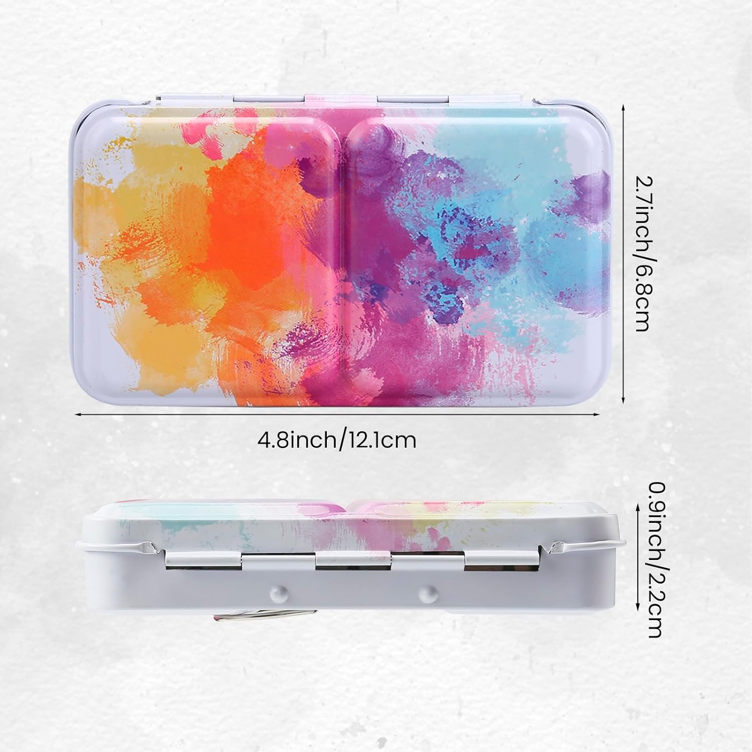 HAUSTGO Watercolor Palette Empty with 14PCS Watercolor Half Pans - Sturdy Empty Watercolor Palette Tin - Watercolor tin for Gouache, Watercolor and Acrylic Painting