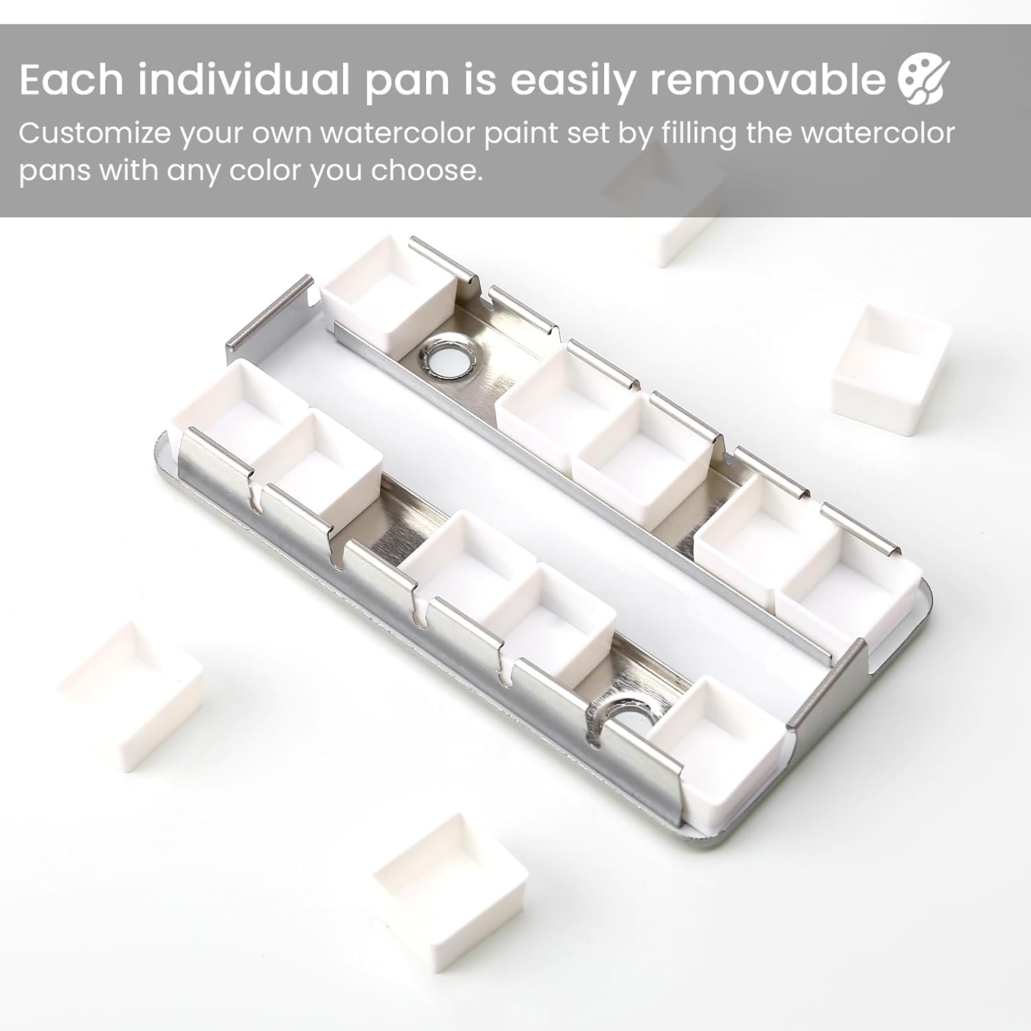 Alternative view of HAUSTGO Watercolor Palette Empty with 14PCS Watercolor Half Pans - Sturdy Empty Watercolor Palette Tin - Watercolor tin for Gouache, Watercolor and Acrylic Painting