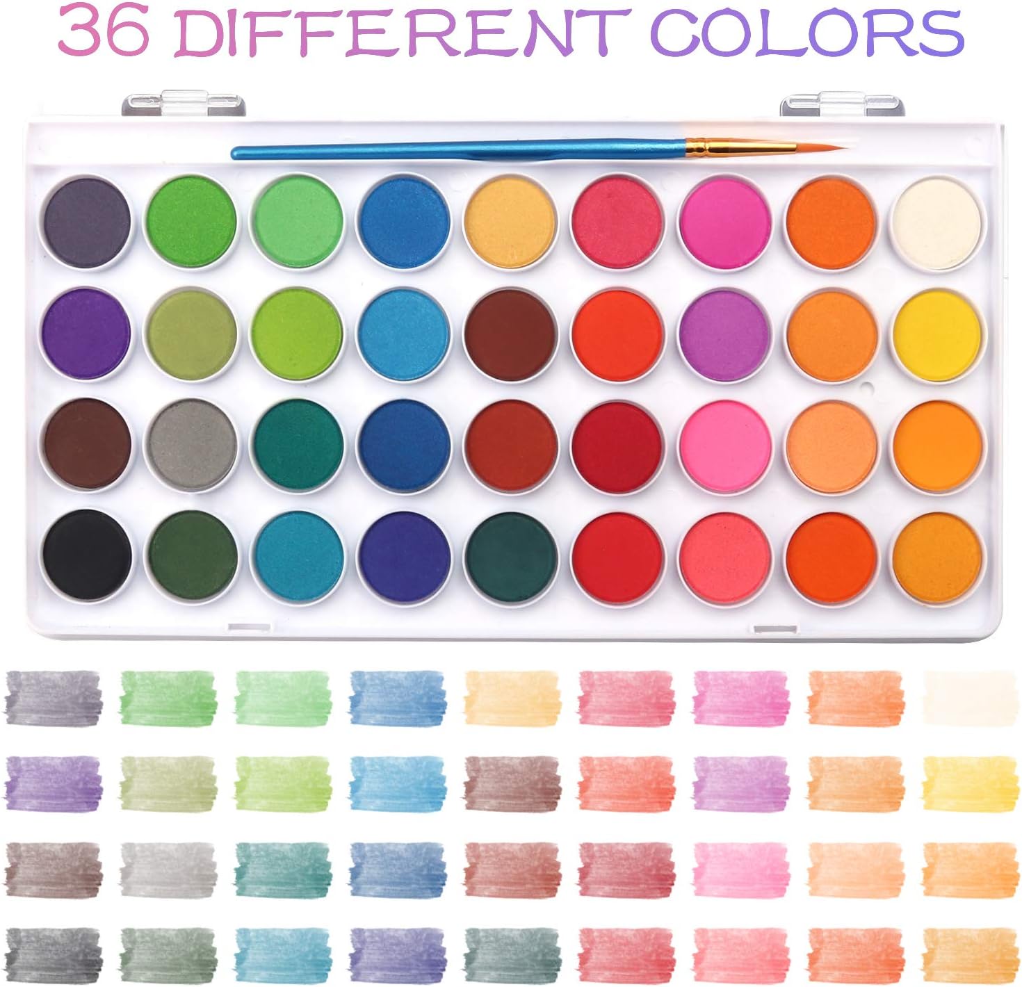 Alternative view of AROIC 36 Colors Watercolor Paint Set, Watercolor Pan Set with 10 Nylon Brushes and 6 Refillable Water Brushes. Perfect for Adults and Beginner Artists