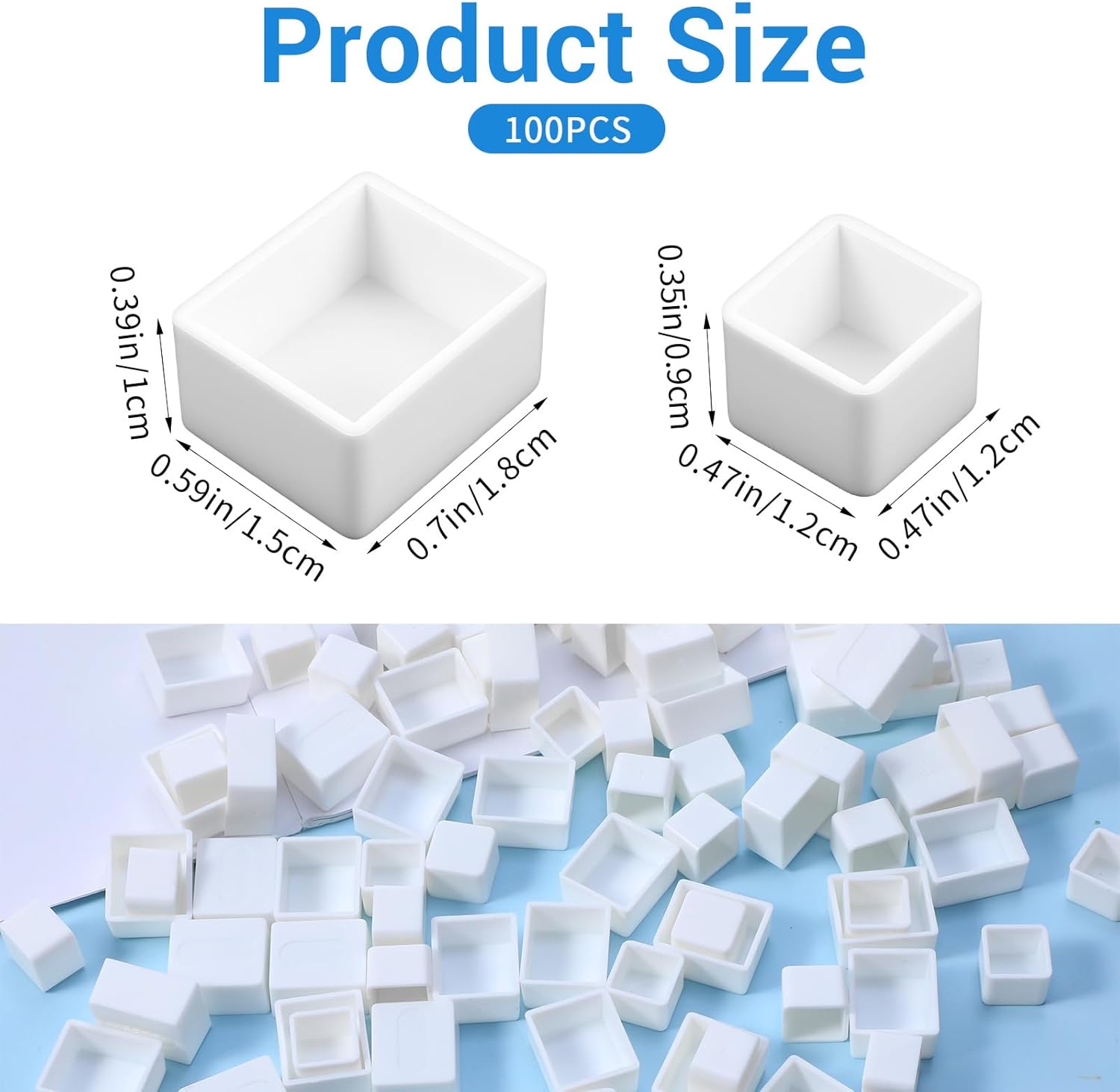 Alternative view of 100 Pcs Empty Watercolor Paint Pans, White PP Plastic Watercolor Half Pans 2 Size Portable Paint Palette Containers for DIY Acrylics Artist Travel Set