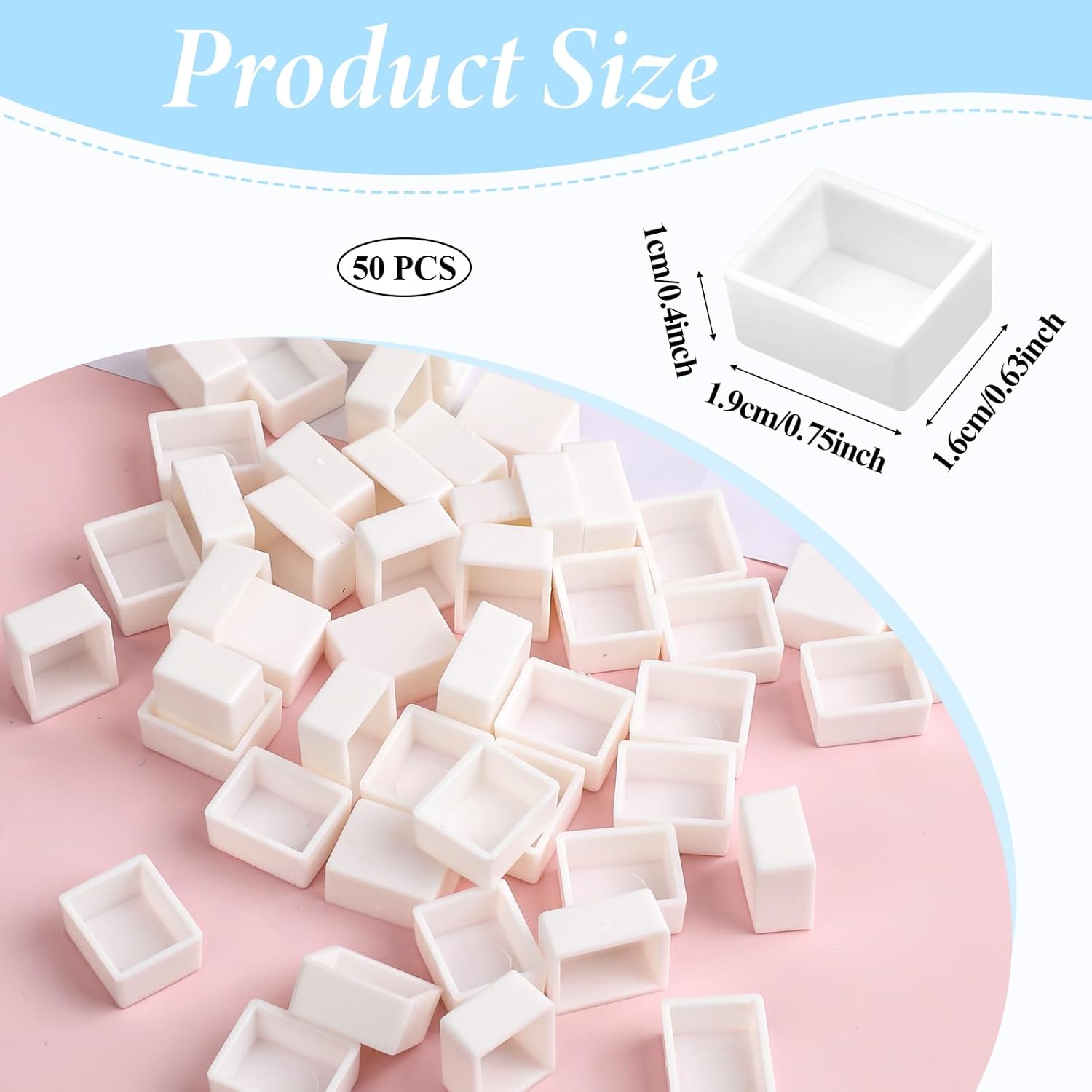 Alternative view of KALIONE 50 Pcs Watercolor Half Pans White Plastic Empty Watercolor Paint Pans Empty Watercolor Palette Plastic Watercolor Tins Travel Tins Paint Case Empty Half Pans for Watercolor Acrylics Palette