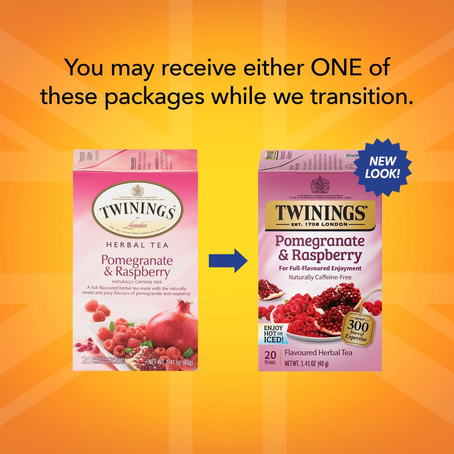 Alternative view of Twinings Pomegranate & Raspberry Tea - Naturally Caffeine-Free Herbal Tea Bags Individually Wrapped, 20 Count (Pack of 2)
