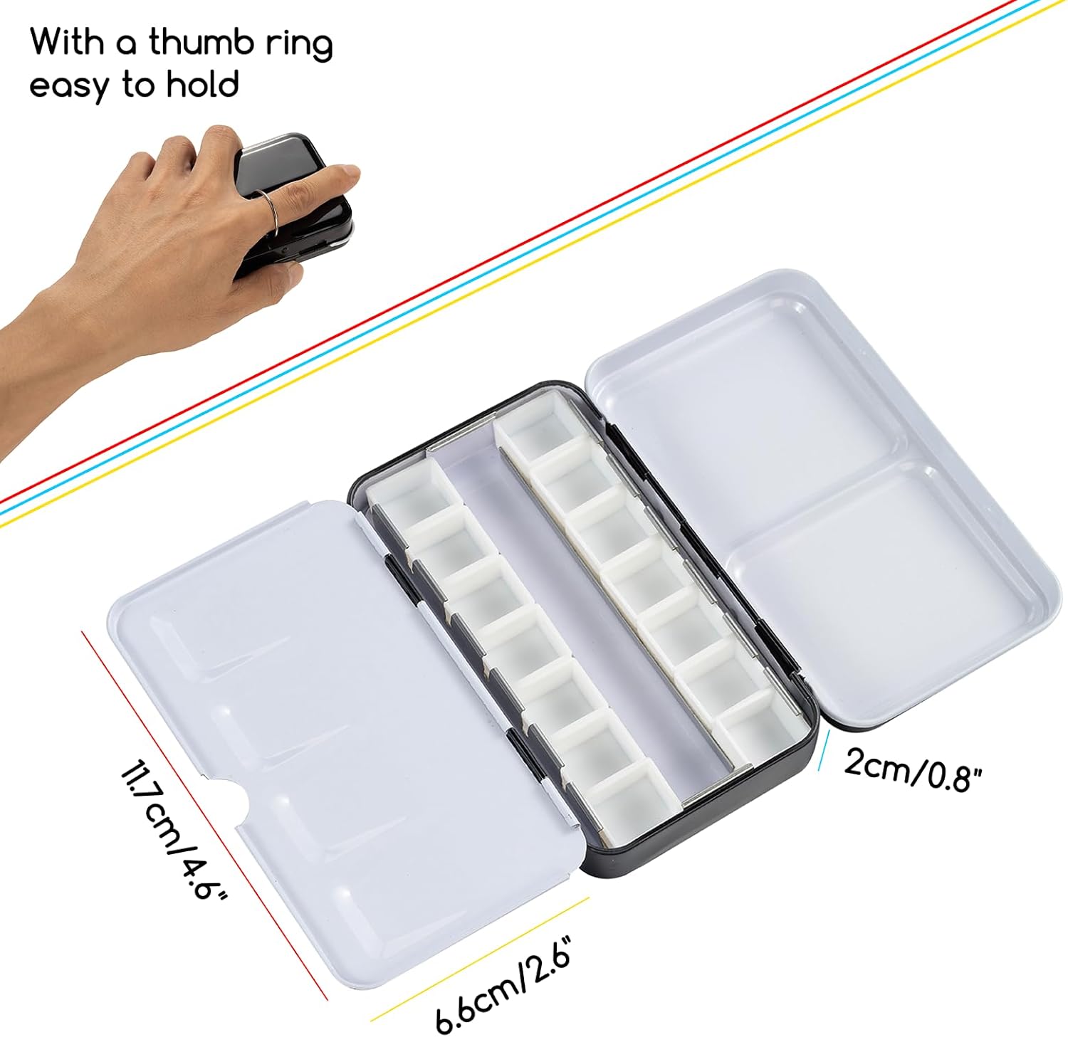 MEEDEN Empty Watercolor Paint Palette: Travel Water Color Palette Tin with 12 Half Pans - Portable Metal Palette Tin Box (Black)