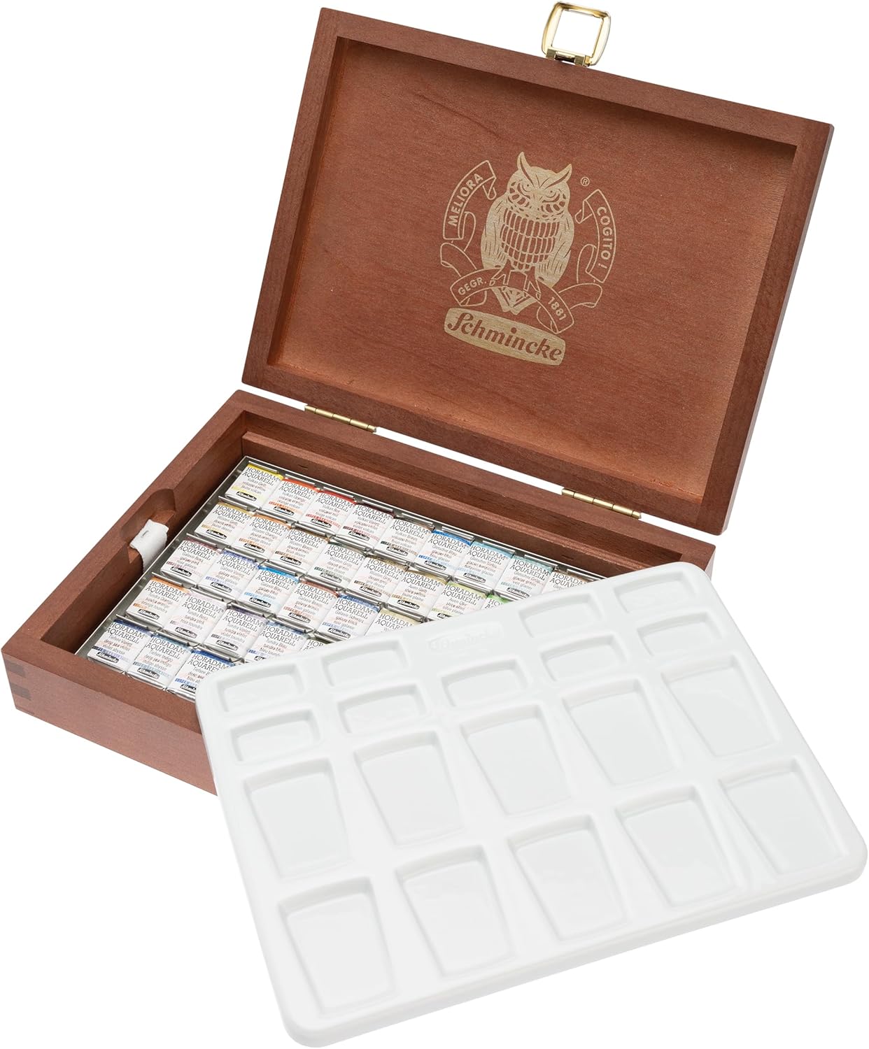 Alternative view of Schmincke Horadam Aquarell Watercolor Pans - Set of 50, Wood Case, Super Granulation Colors, Half Pans