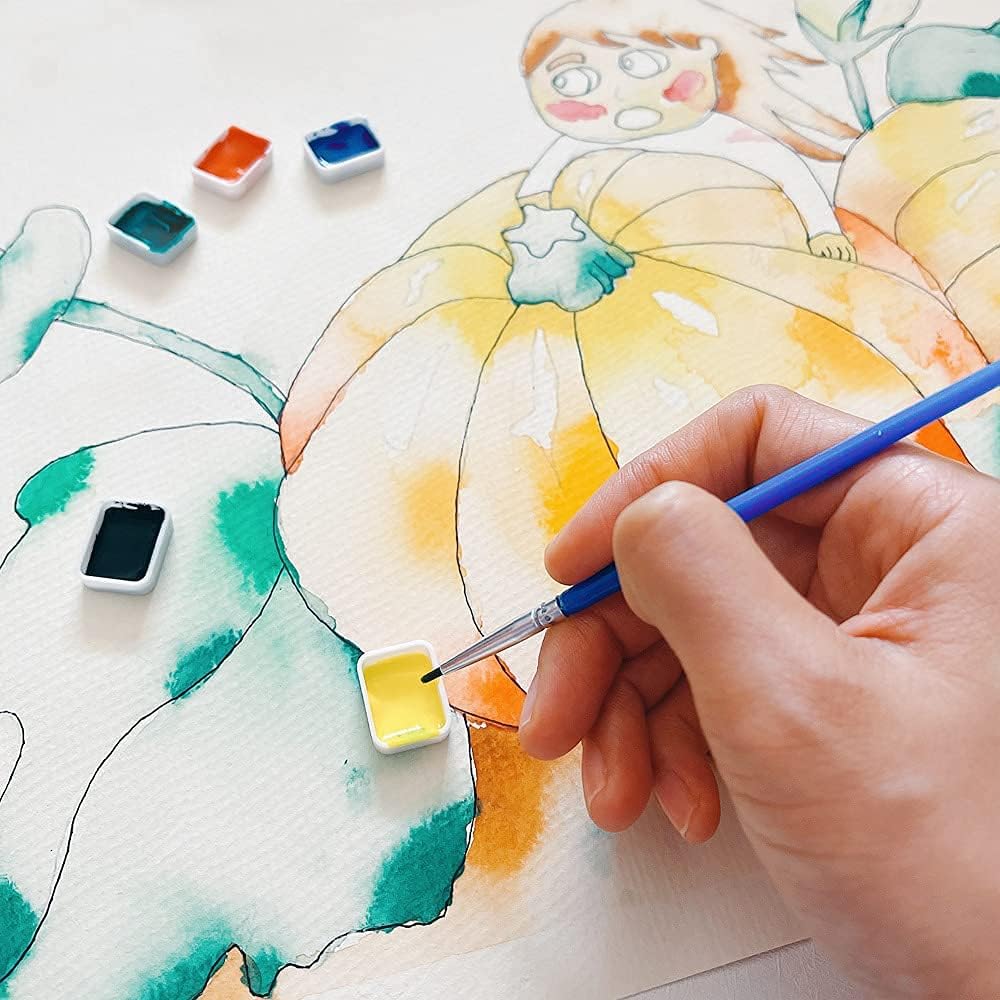 100pcs Quarter Watercolor Pans, 1ml White Plastic Empty Paint Pans for Watercolor Palette, Travel Sets, DIY Solid Paints, Repacking, and Mixing