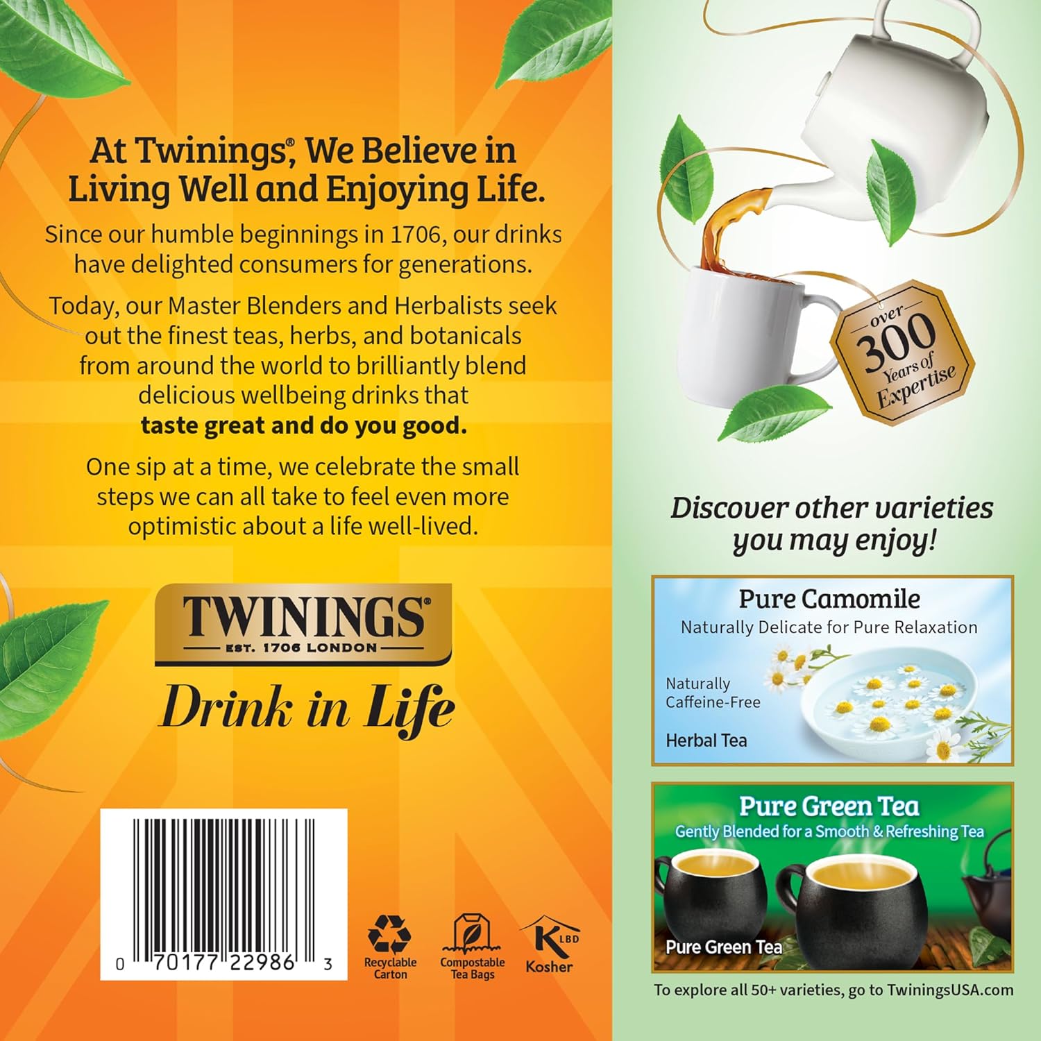 Twinings Pure Peppermint Herbal Tea Individually Wrapped Bags, 100 Count (Pack of 1), Fresh Minty Flavour, Naturally Caffeine-Free, Enjoy Hot or Iced, 100 Teabags - Image 4