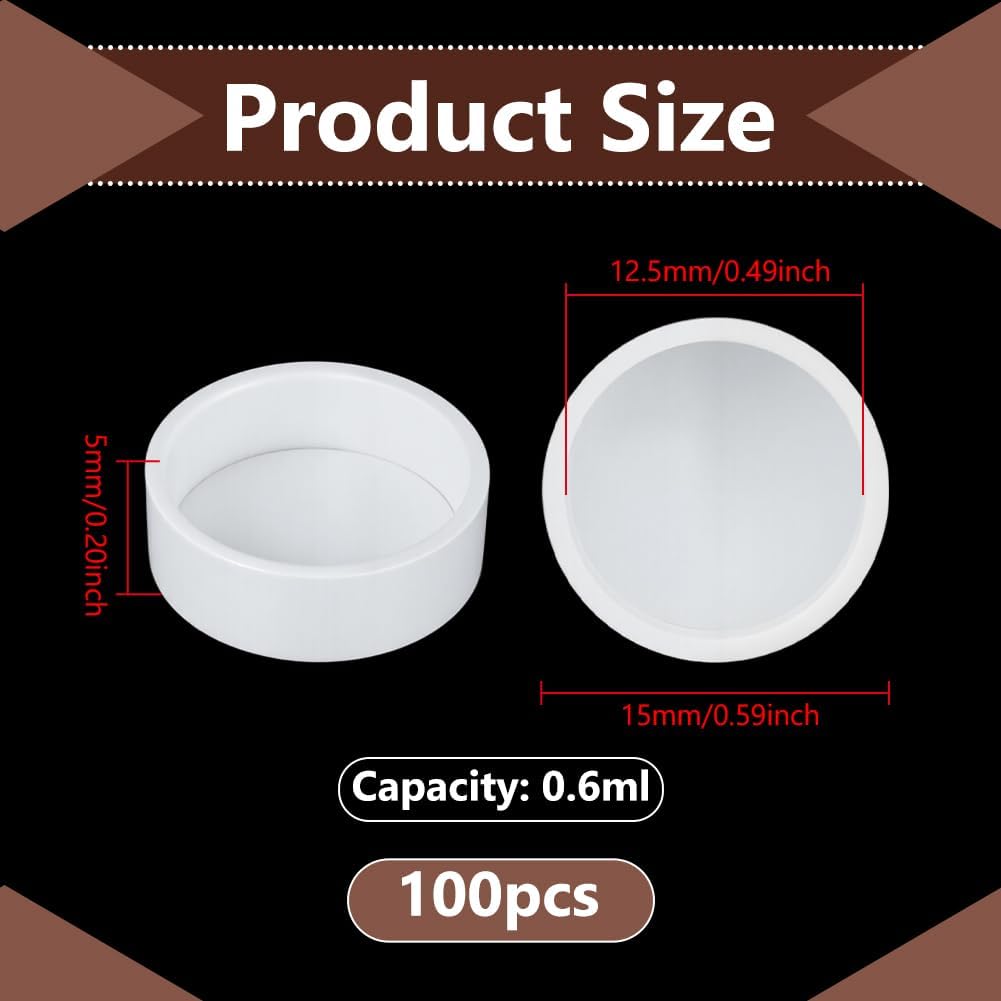 Alternative view of PH PandaHall 100pcs Flat Round Watercolor Pans 0.6ml Plastic Empty Paint Pans Small Pan Case Watercolor Pallet Pan for DIY Art Drawing Painting, Paint Palette, Travel Tin Case Palettes, White