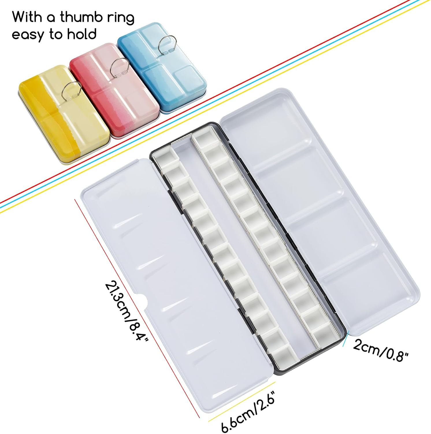MEEDEN Empty Travel Watercolor Palette: Portable Watercolor Palette Tin with 24 Half Pans - Metal Watercolor Paint Palette Tin Box for Artist Student Adults (Red)