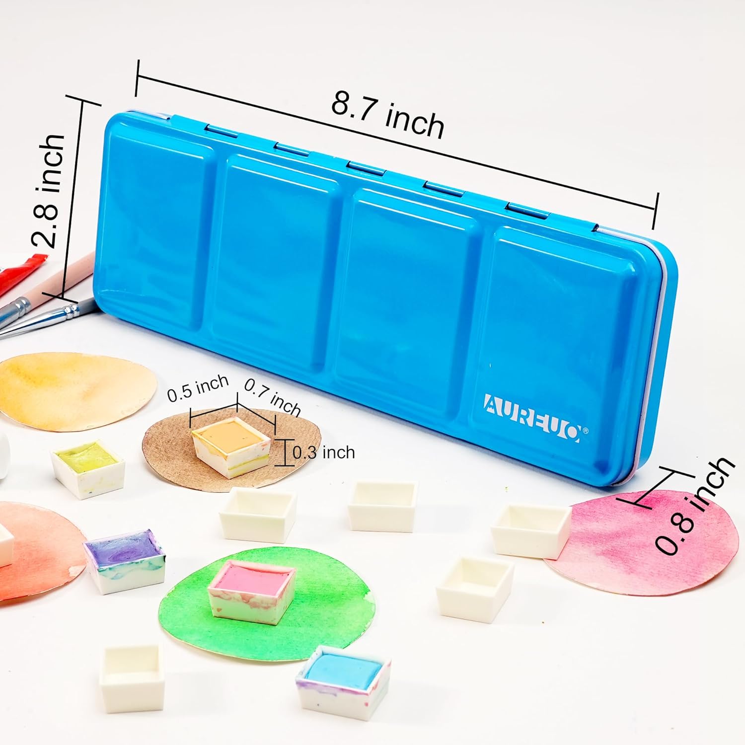 Alternative view of AUREUO Empty Metal Watercolor Palette - Travel Watercolor 24 Half Pans Tin Box with Lid for Water Color Painting Portable Watercolor Accessories for Artists