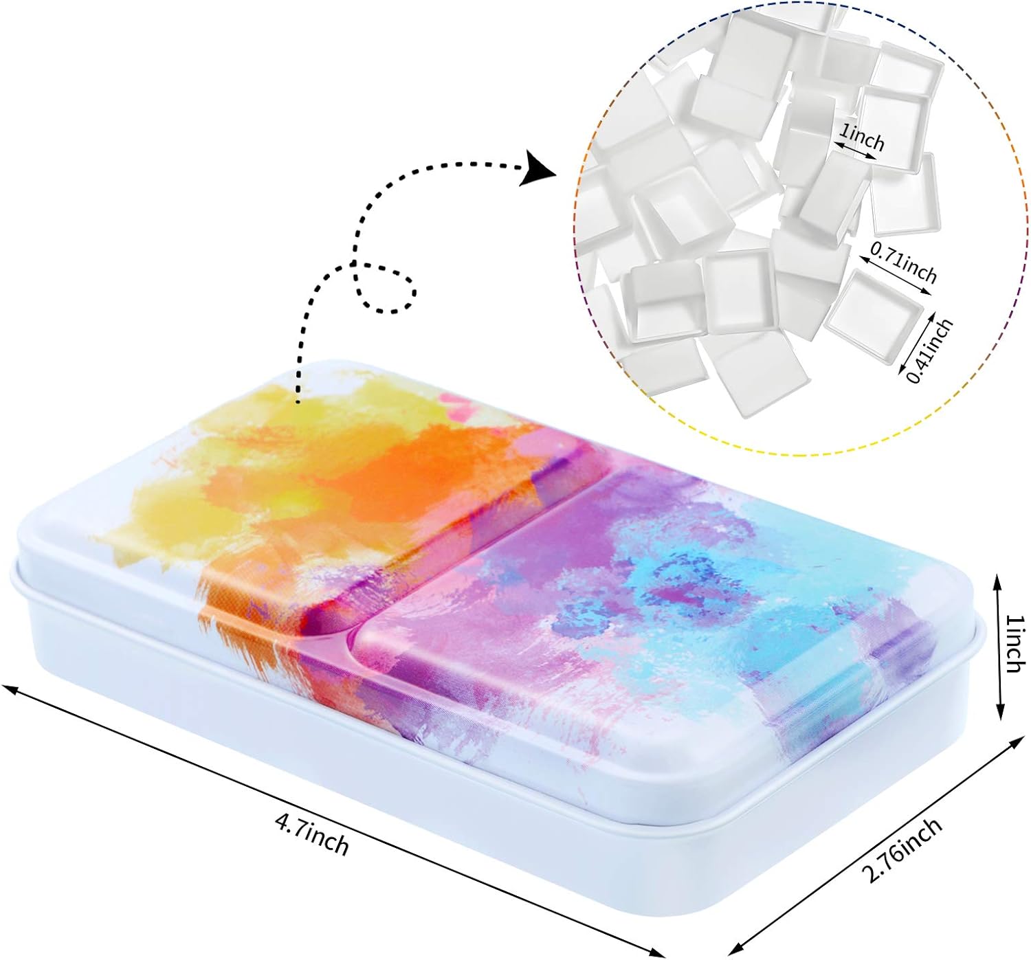 Alternative view of Zonon 53 Pieces Empty Watercolor Paint Palette Metal Watercolor Tin Box Palette Half Tray Pans Set Paint Case with Lid Storage Bag for Kids Air Acrylic Oil Painting Art Supplies(Starry Sky Color)