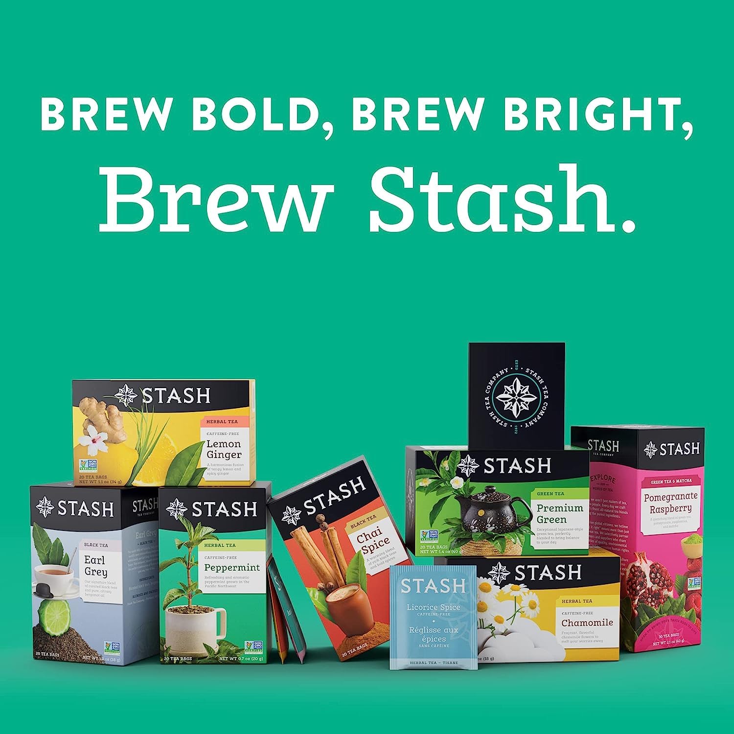 STASH Green Tea Variety Pack u2013 Caffeinated, 6 Boxes of 18-20 Tea Bags Each u2013 Pomegranate Raspberry, Premium Green, Moroccan Mint, Ginger Peach, Chai Green & Asian Pear Harmony - Image 4