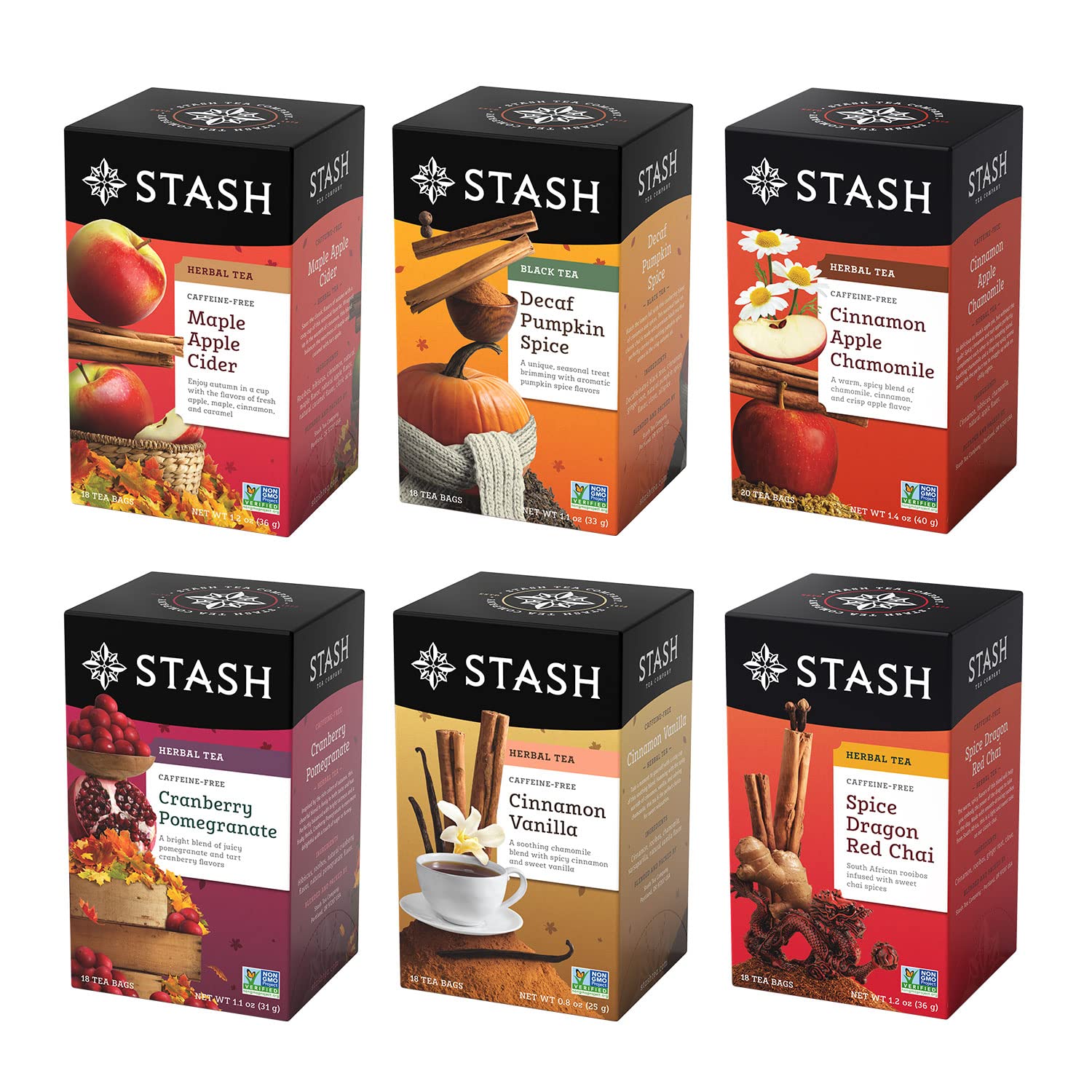STASH Green Tea Variety Pack u2013 Caffeinated, 6 Boxes of 18-20 Tea Bags Each u2013 Pomegranate Raspberry, Premium Green, Moroccan Mint, Ginger Peach, Chai Green & Asian Pear Harmony - Image 8