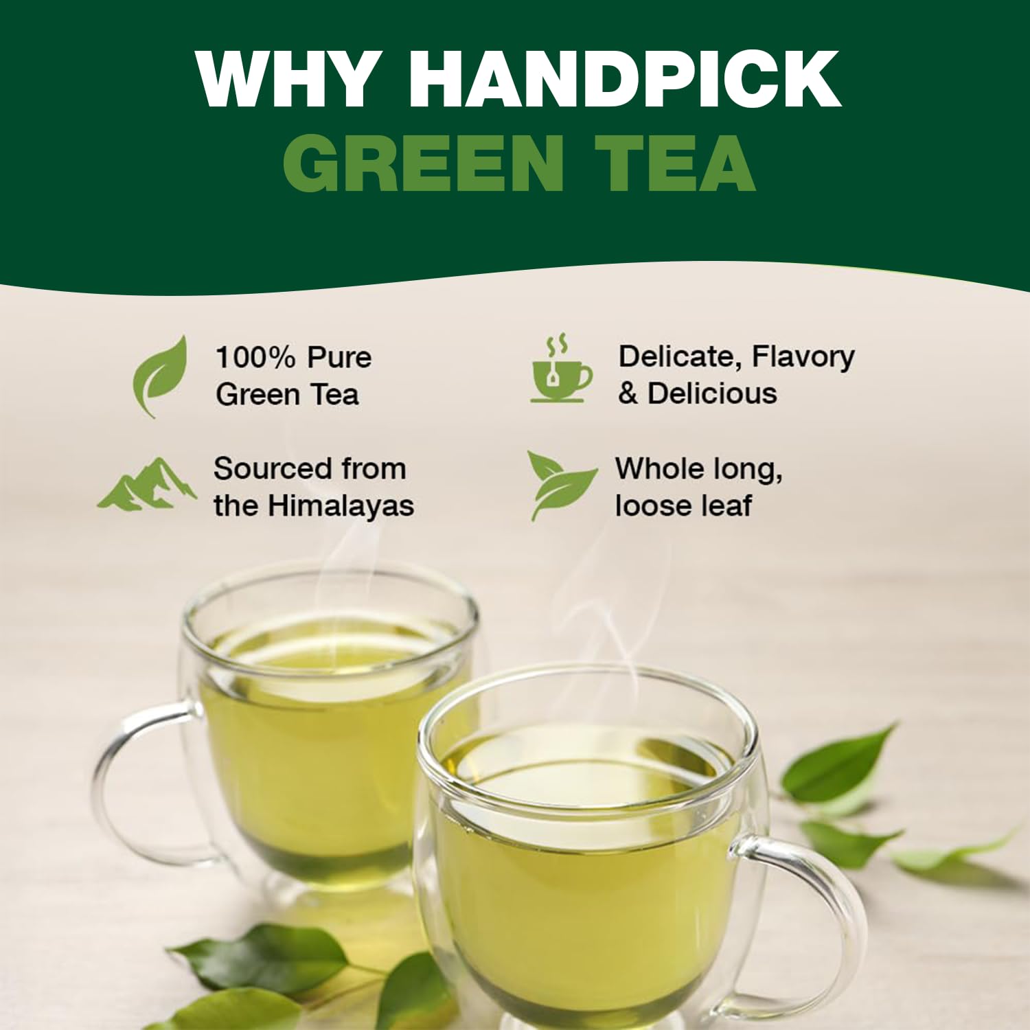 HANDPICK, Organic Green Tea Bags - 100 Eco-Friendly Tea Bags | USDA Organic | Resealable Pack for Freshness | Delicate & Flavory | Direct From India - Image 4