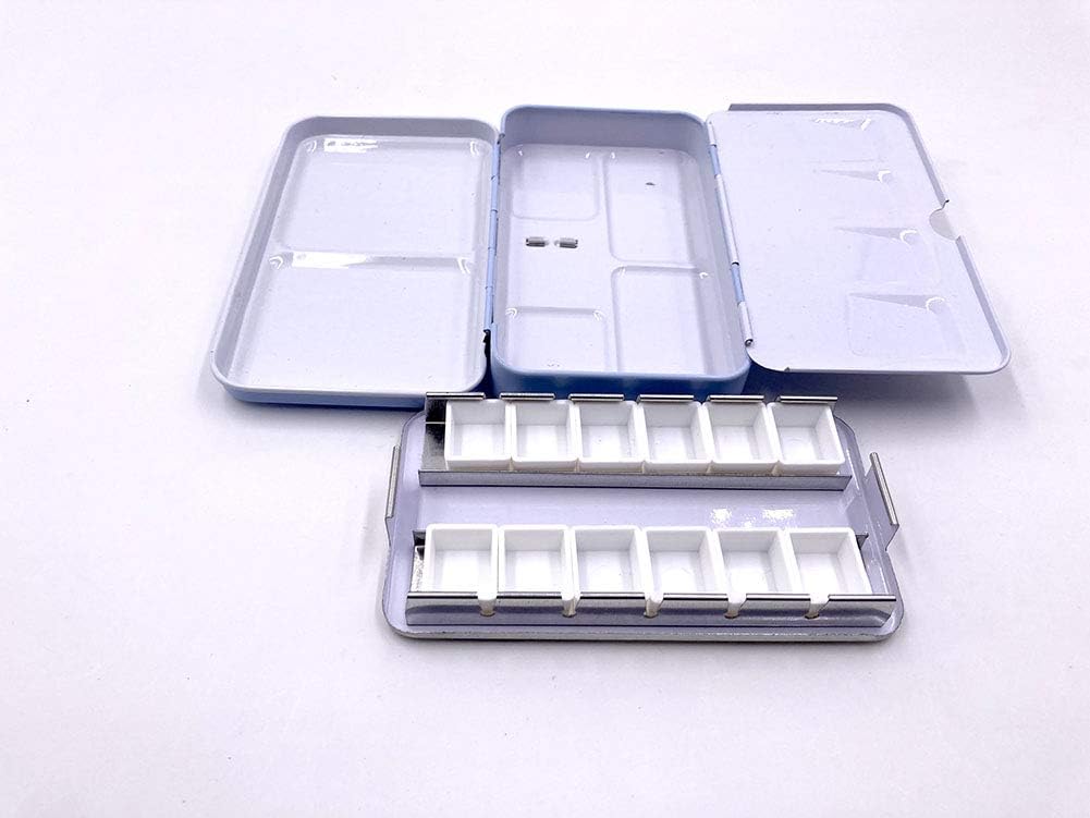 Alternative view of Aliotech Travel Artist Empty Watercolor Tins Box Palette Paint Case,Small Colorful Tin with 12 Pcs Half Pans (Fog Blue)