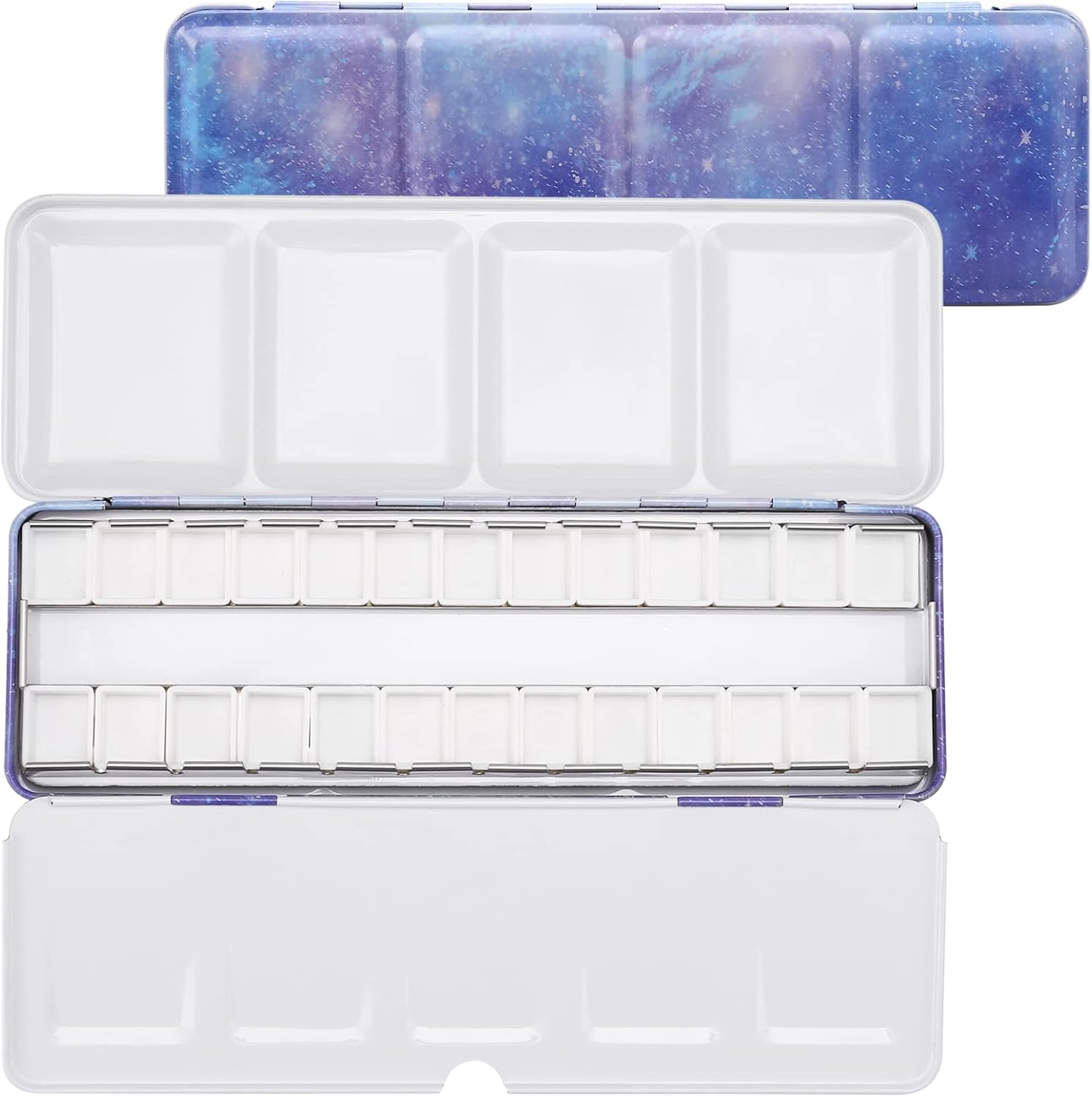 Alternative view of LOONENG Empty Watercolor Palette, Empty Watercolor Tin with Fold Out Palette, Medium Purple Watercolor Tray Palette with 26 Empty Half Pans for Plein Air Painting and Sketching
