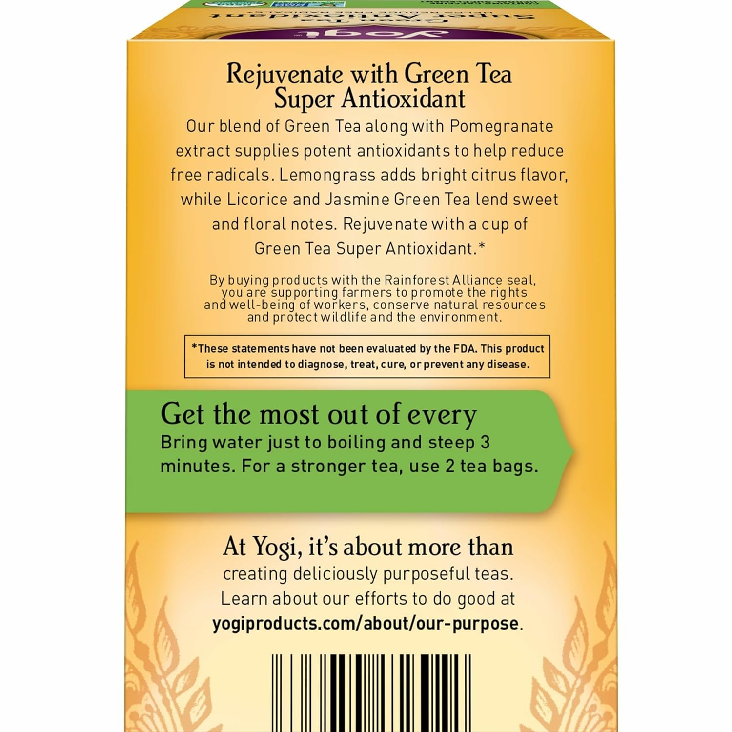 Alternative view of Yogi Tea Green Tea Super Antioxidant Tea - 16 Tea Bags per Pack (6 Packs) - Organic Green Tea for Antioxidant Support - Includes Green Tea Leaf, Licorice Root, Jasmine Green Tea Leaf & More.
