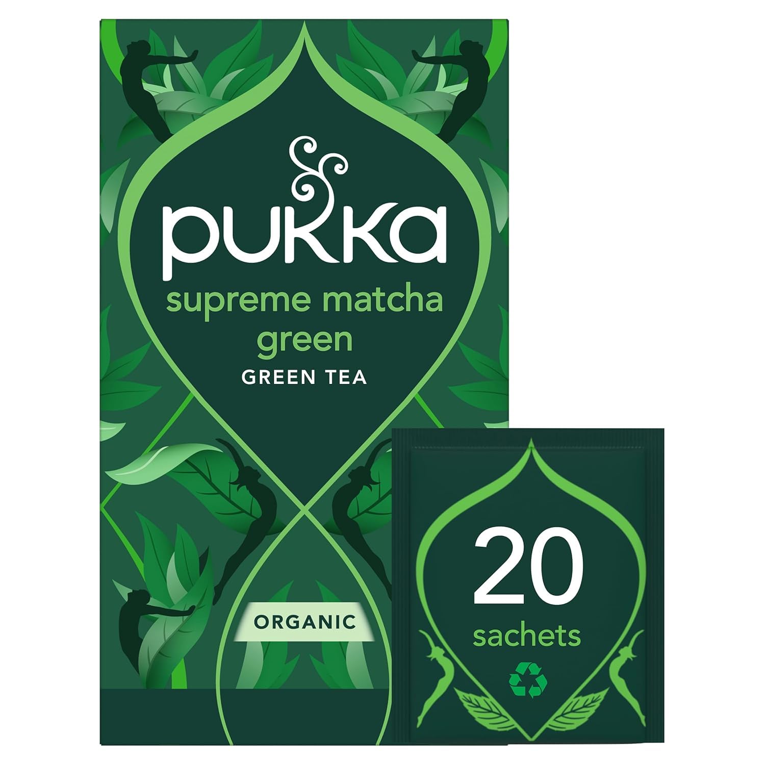 Pukka Supreme Matcha Green Organic Herbal Tea, Energizing Infusion With Matcha Powder, Ideal For Daily Vitality, Caffeine Free, 80 Total Tea Bags (20ct - Pack of 4)