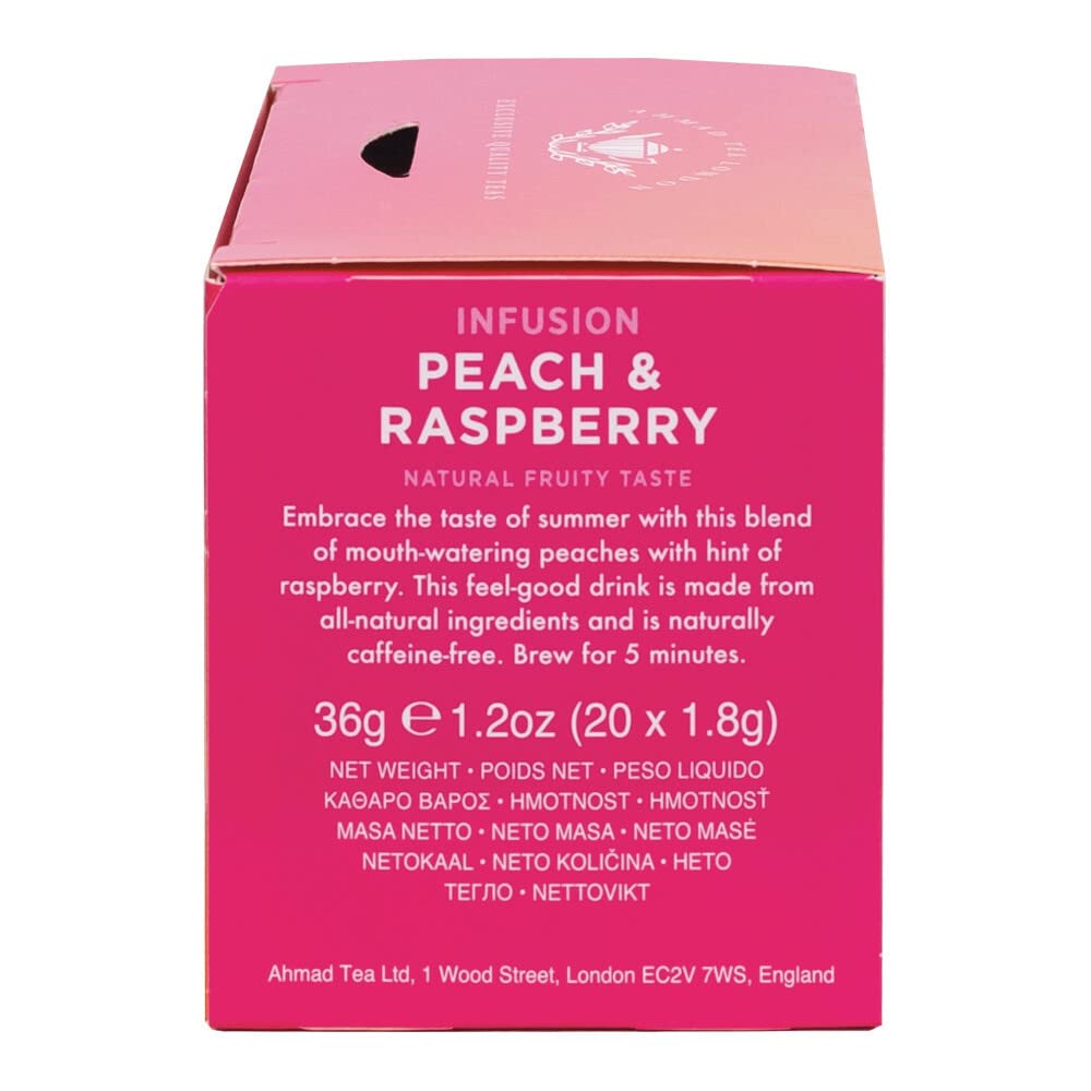 Ahmad Tea Infusions, Peach and Raspberry Teabags, 20 ct (Pack of 1) - Decaffeinated & Sugar-Free - Image 5