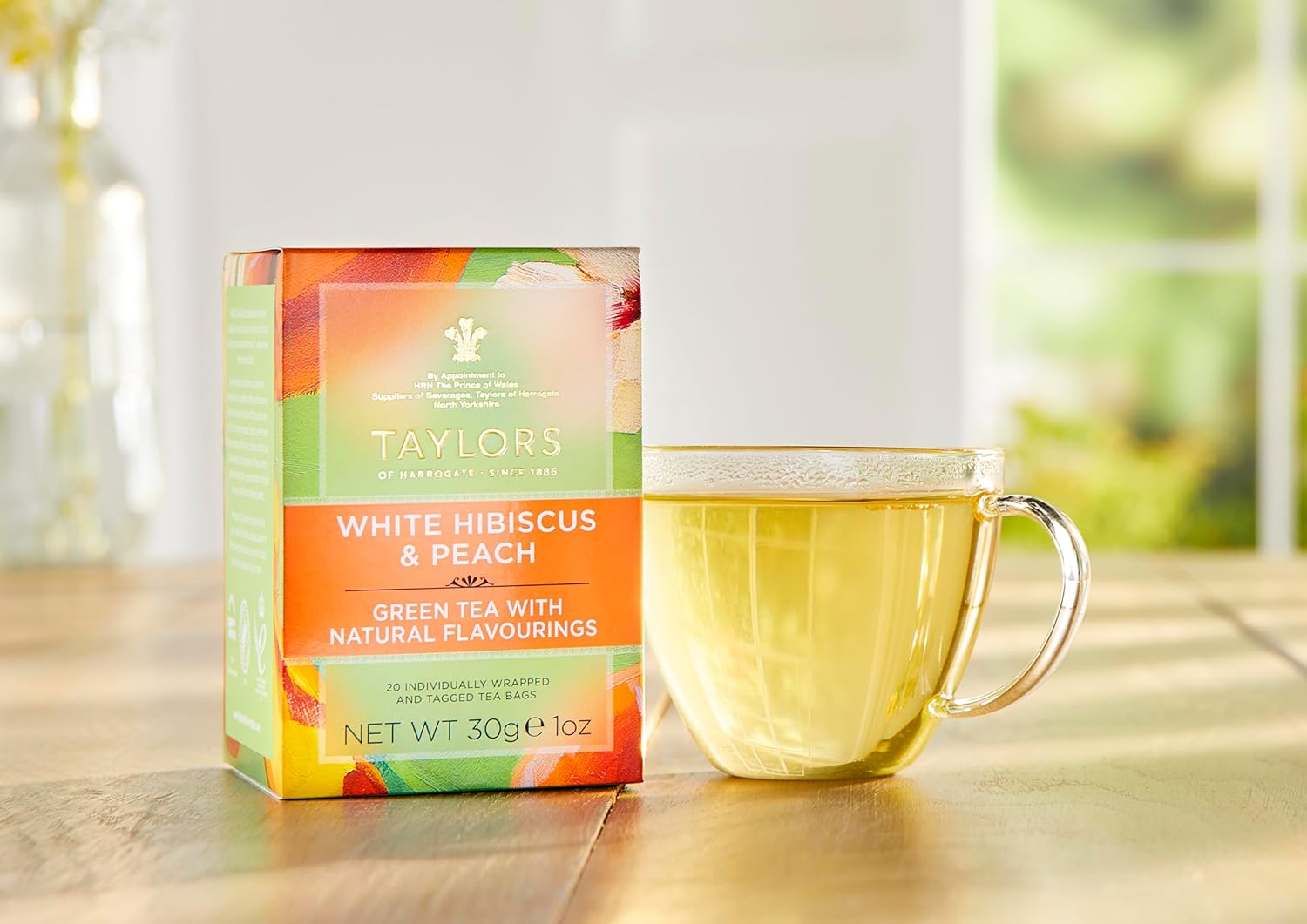Alternative view of Taylors of Harrogate White Hibiscus & Peach, Green Tea Individually Wrapped Bags, 20 Count (Pack of 1), Delicate, Fruity and Sweet, Caffeinated, Enjoy Hot or Iced, 20 Teabags