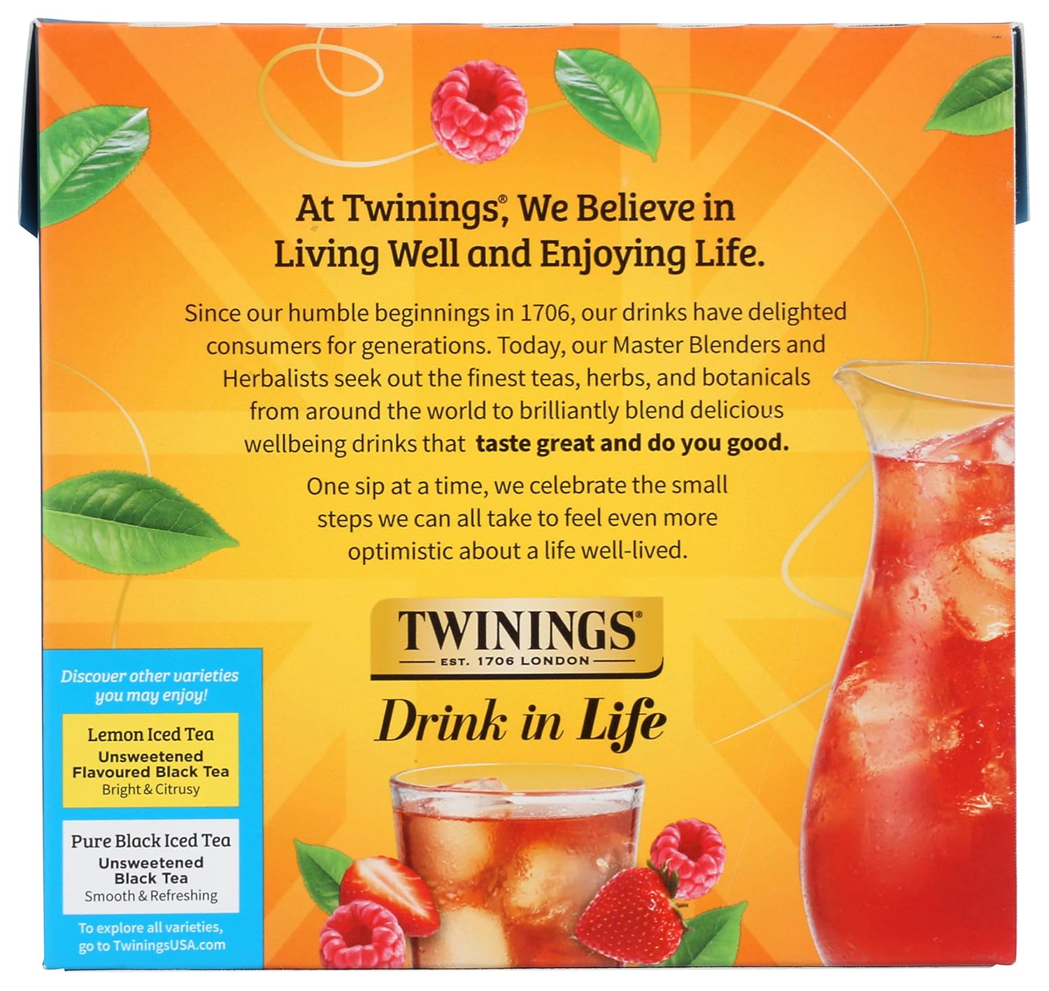 Twinings Strawberry & Raspberry Herbal Iced Tea Bags, 72 Ct