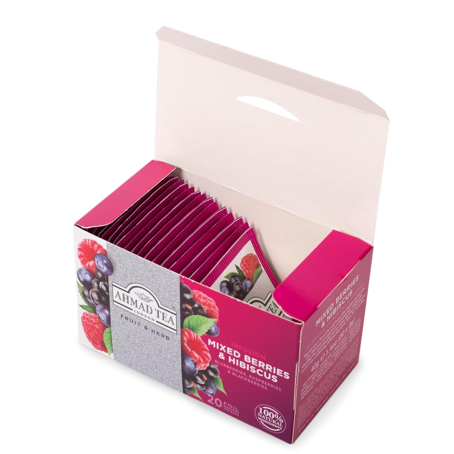 Alternative view of Ahmad Tea Herbal Tea, Mixed Berries & Hibiscus Teabags, 20 ct (Pack of 1) - Decaffeinated & Sugar-Free