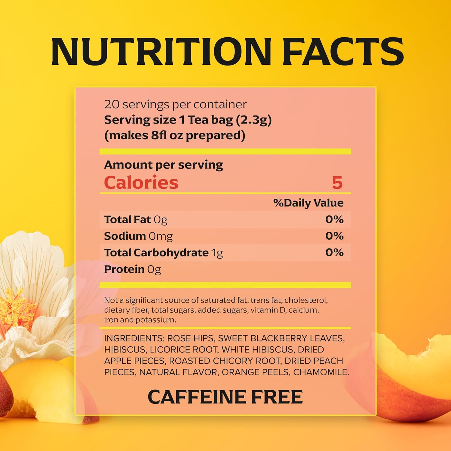 Lipton Peach Paradise Tea Bags, caffeine free Tea, Fruit and Herbal Tea, Individually Wrapped, 20 Tea Bags