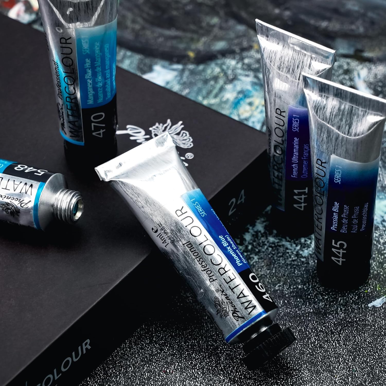 PHOENIX Professional Watercolor Paint Set - 24 Colors x 14ml / 0.47 Fl oz. Watercolor Tubes Set, Water Color Painting Set for Artists