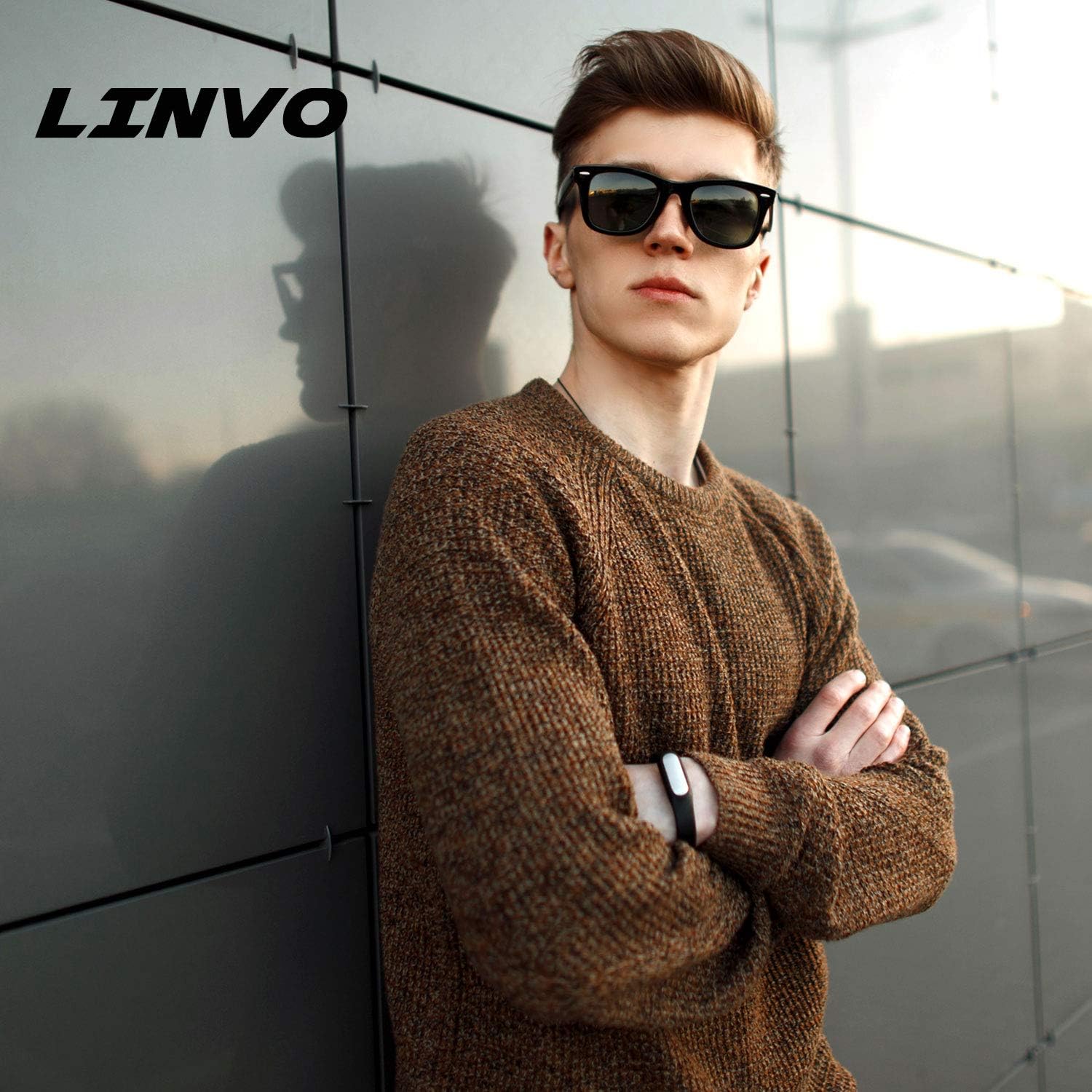 LINVO Polarized Sunglasses for Men Womens Driving Sun glasses Shades 80's Retro Style Design Square