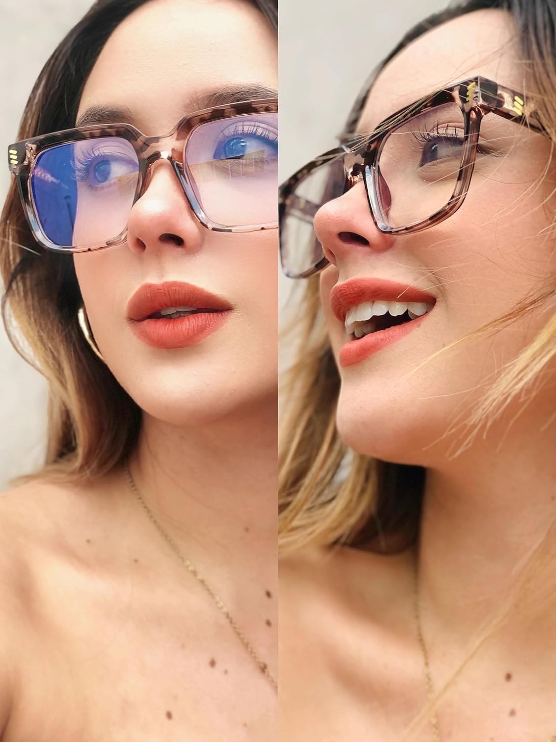 VISOONE Rectangle TR90 Blue Light Blocking Glasses Computer Eyewear with Preppy Look for Women and Men Cougar