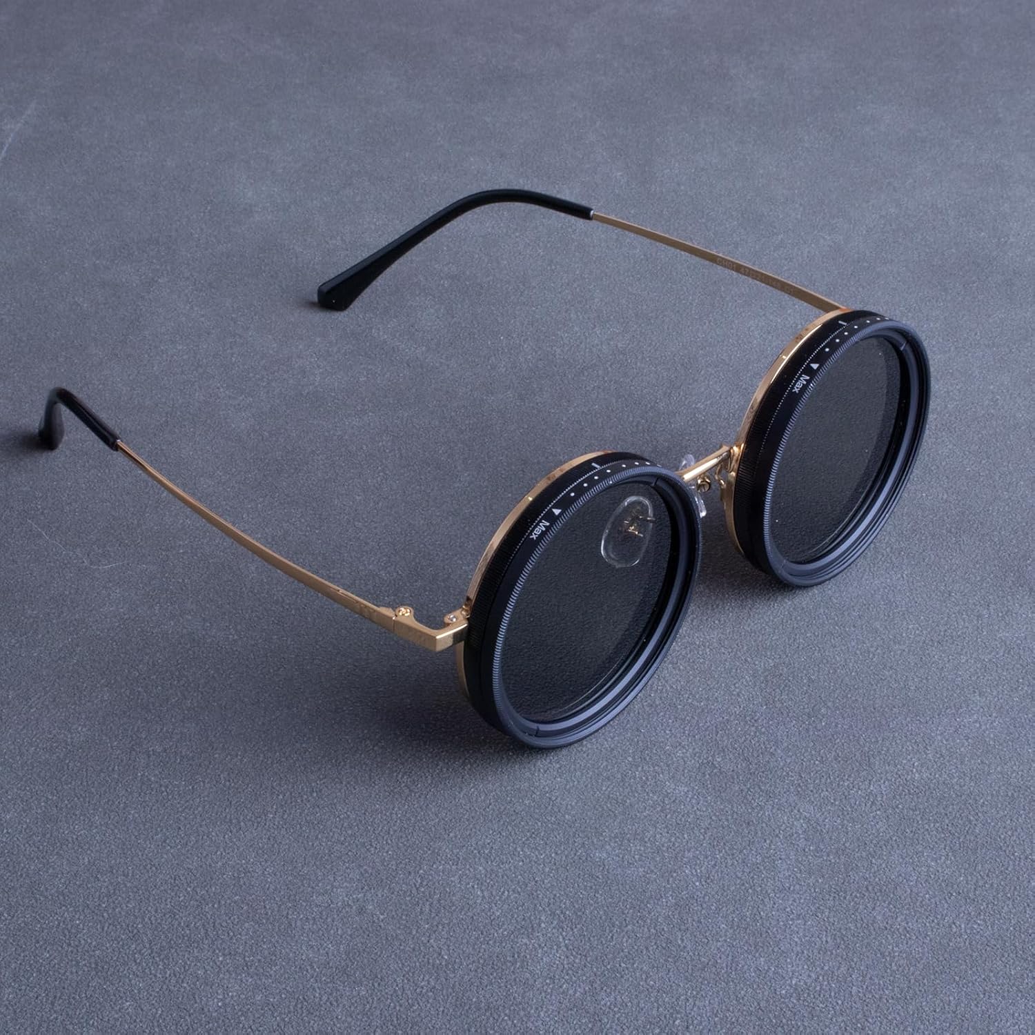 Adjustable Polarized Sunglasses UV400 Protection & ND Filter Lenses - Unisex Round Frame Beach Eyewear,Gold-Trimmed Slim Aluminum Alloy Frame, Ultra-Lightweight & Thin Design