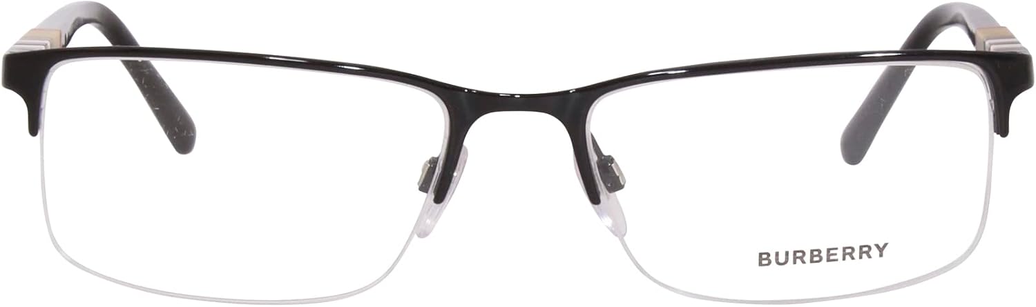 BURBERRY BE 1282 1001 Black Palladium Metal Semi-Rimless Eyeglasses 55mm…