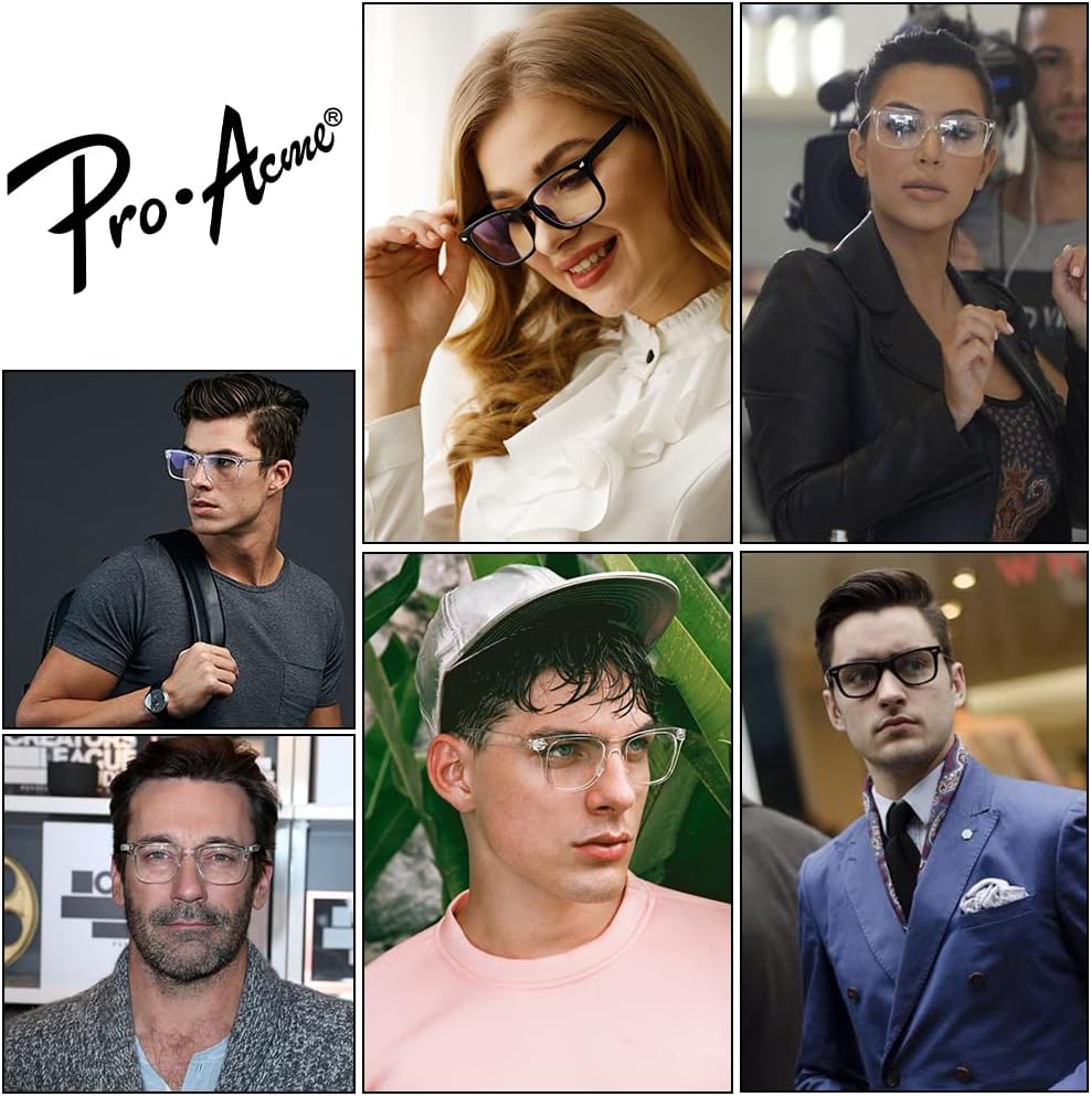 Pro Acme Non-prescription Glasses Clear Frame Glasses for Women Men