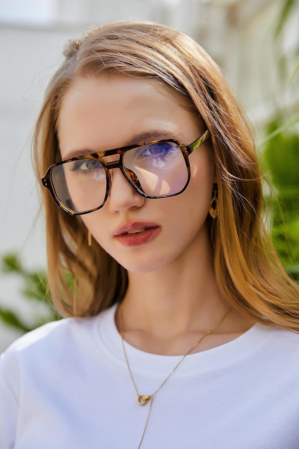 FEISEDY Blue Light Blocking Glasses Fake Nerd Clear Square Computer Lightweight Pilot Glasses Frame Oversized B2866