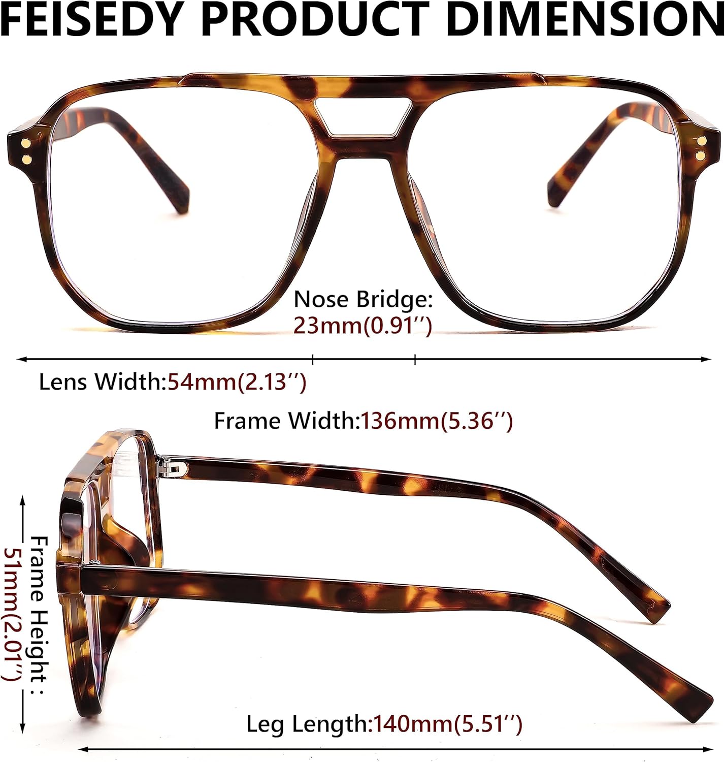 FEISEDY Blue Light Blocking Glasses Fake Nerd Clear Square Computer Lightweight Pilot Glasses Frame Oversized B2866 - Image 5