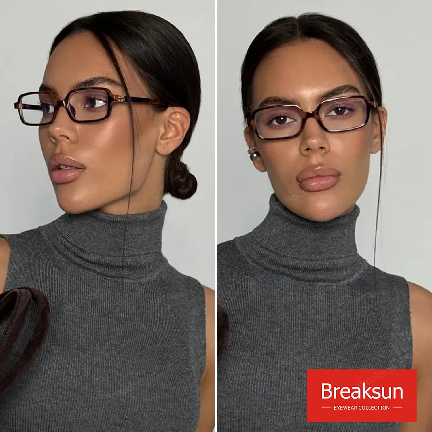 Breaksun Retro Rectangle Glasses for Women Men Small Square Blue Light Blocking Glasses Vintage Eyeglasses