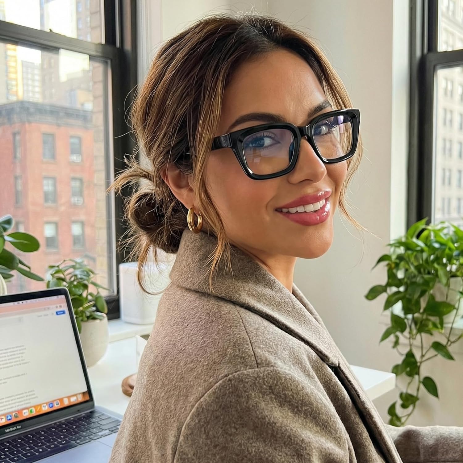 VISOONE Chunky Square Blue Light Blocking Glasses with Anti Computer Glare for Working Women Men MONTANA