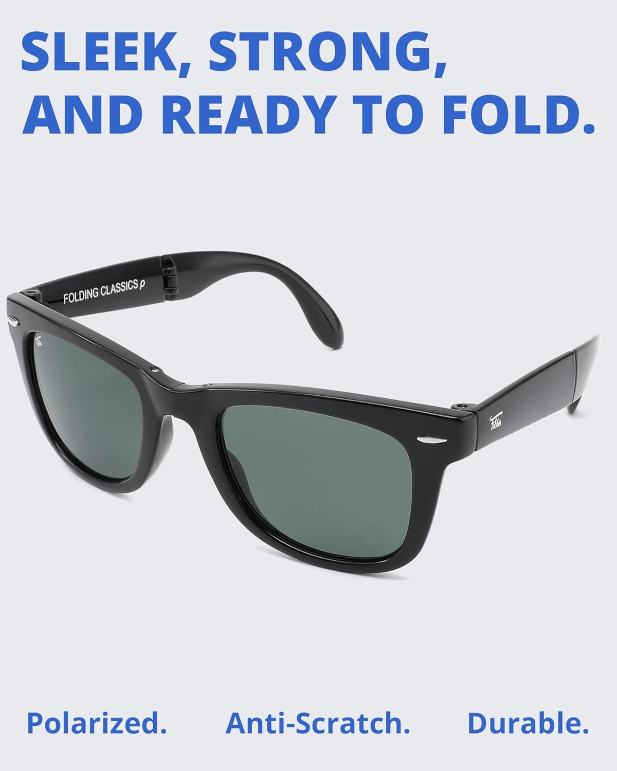 Foldies Classic Folding Sunglasses Polarized, UV400, UVA, UVB Protection for Men Women, Folding Sunglasses Leather Case