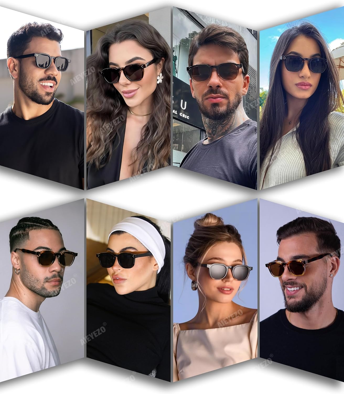 AIEYEZO Retro Sunglasses for Womens Mens Square Thick Framed Shades Trendy Vintage Sun Glasses